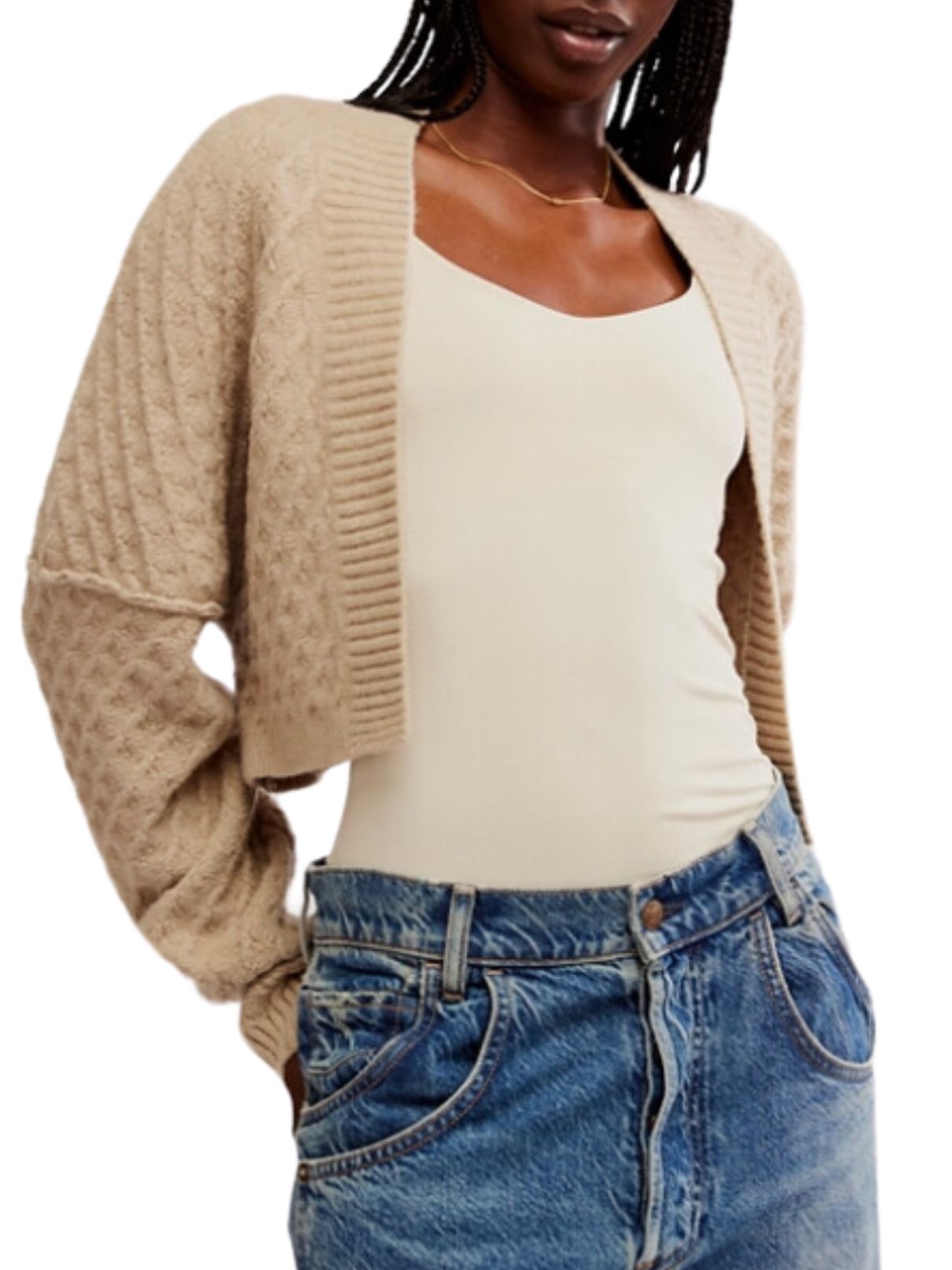 Free People Marlowe Cardi in Feather Grey