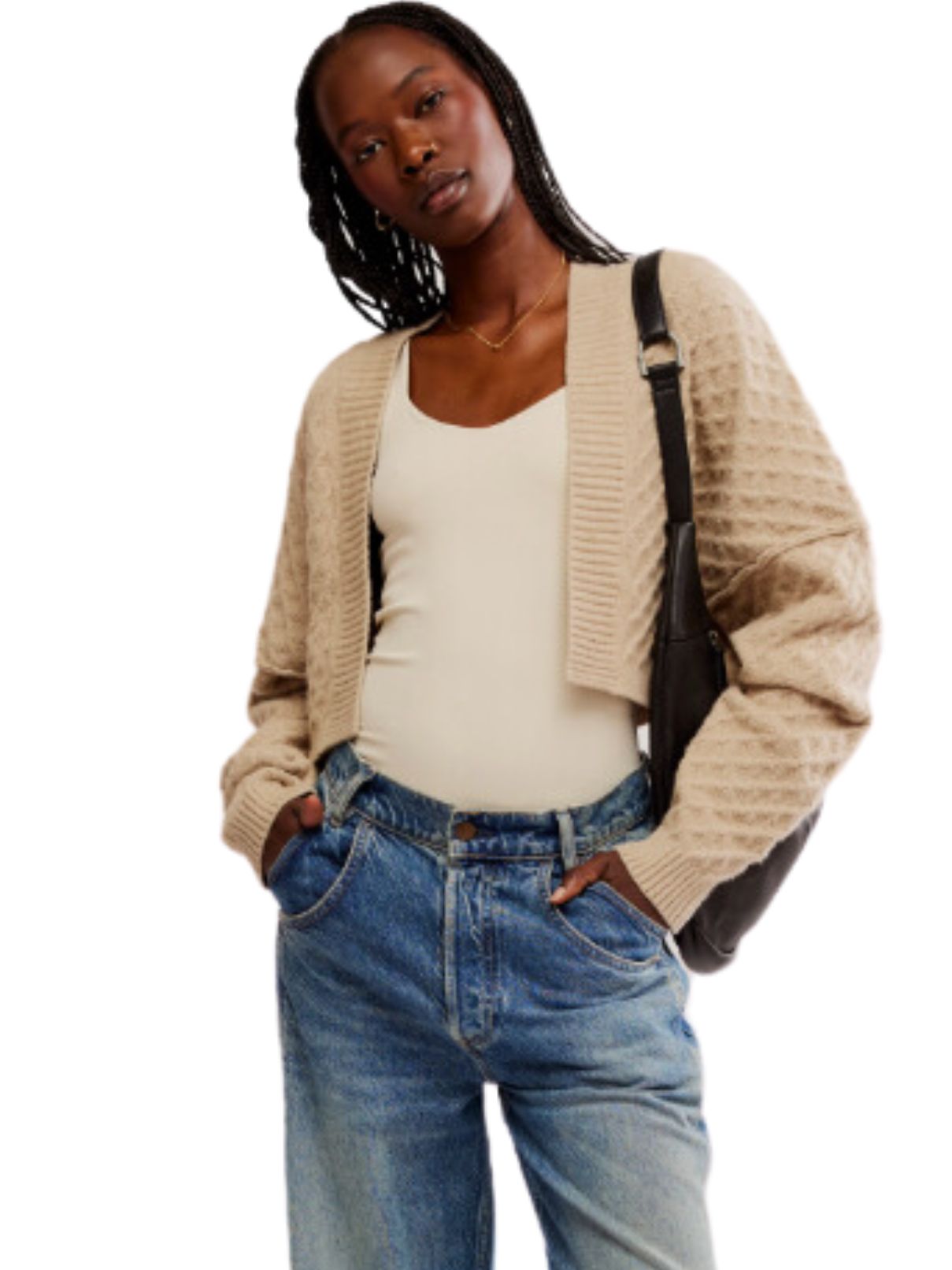 Free People Marlowe Cardi in Feather Grey