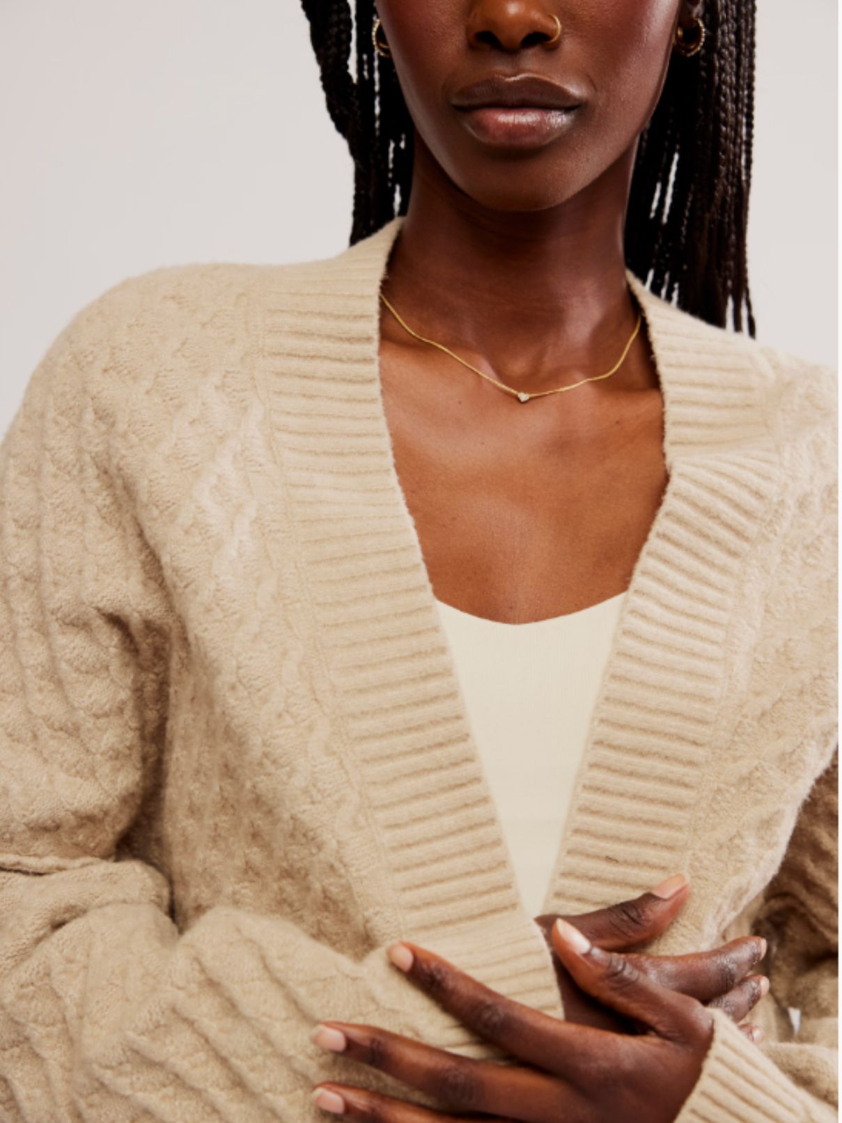 Free People Marlowe Cardi in Feather Grey