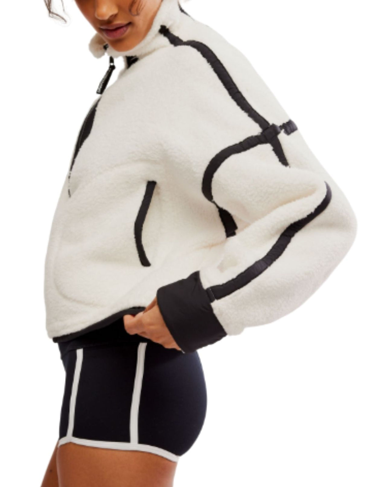 Free People Mountain High Half-Zip Fleece in White Combo