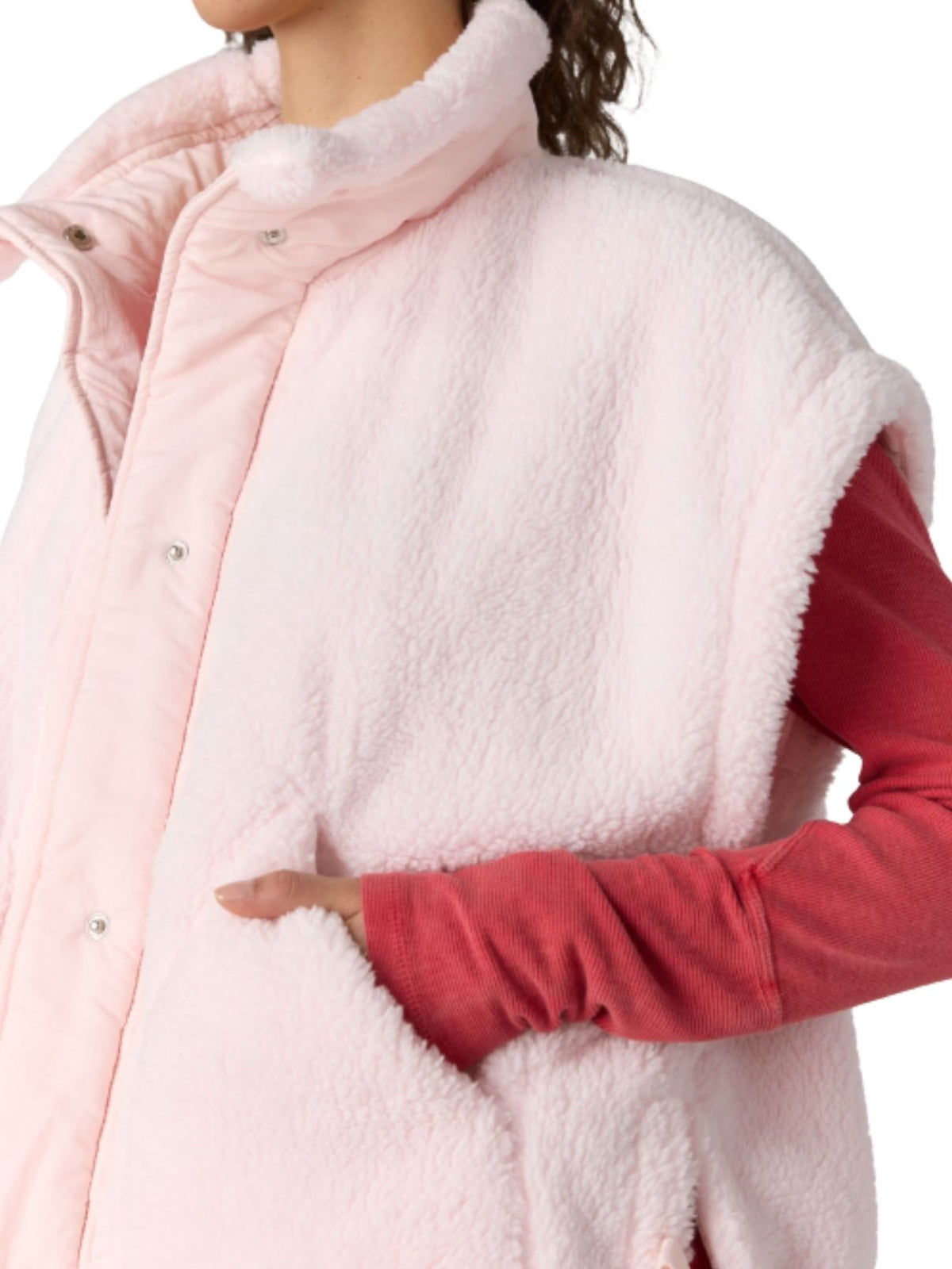 Free People Movement Scout It Out Fleece Vest in Pink Blossom