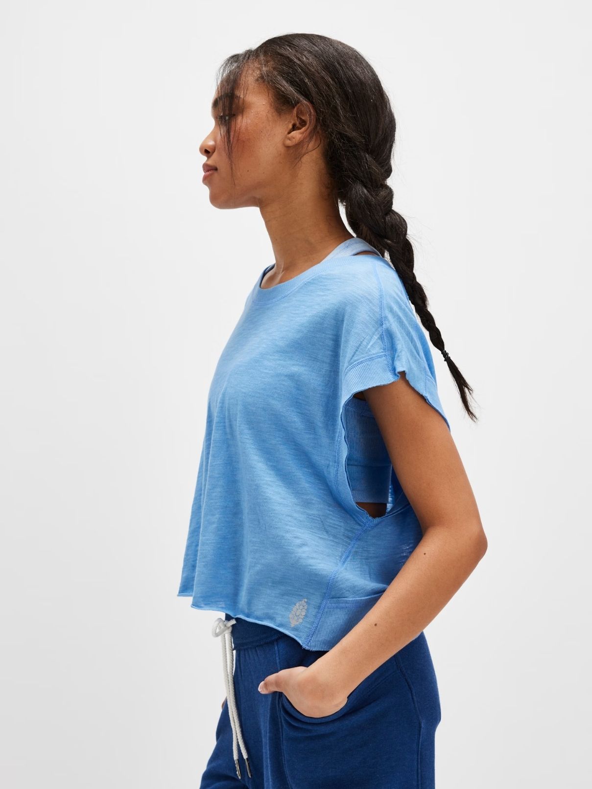 Free People My Time Tee in Denim Blue