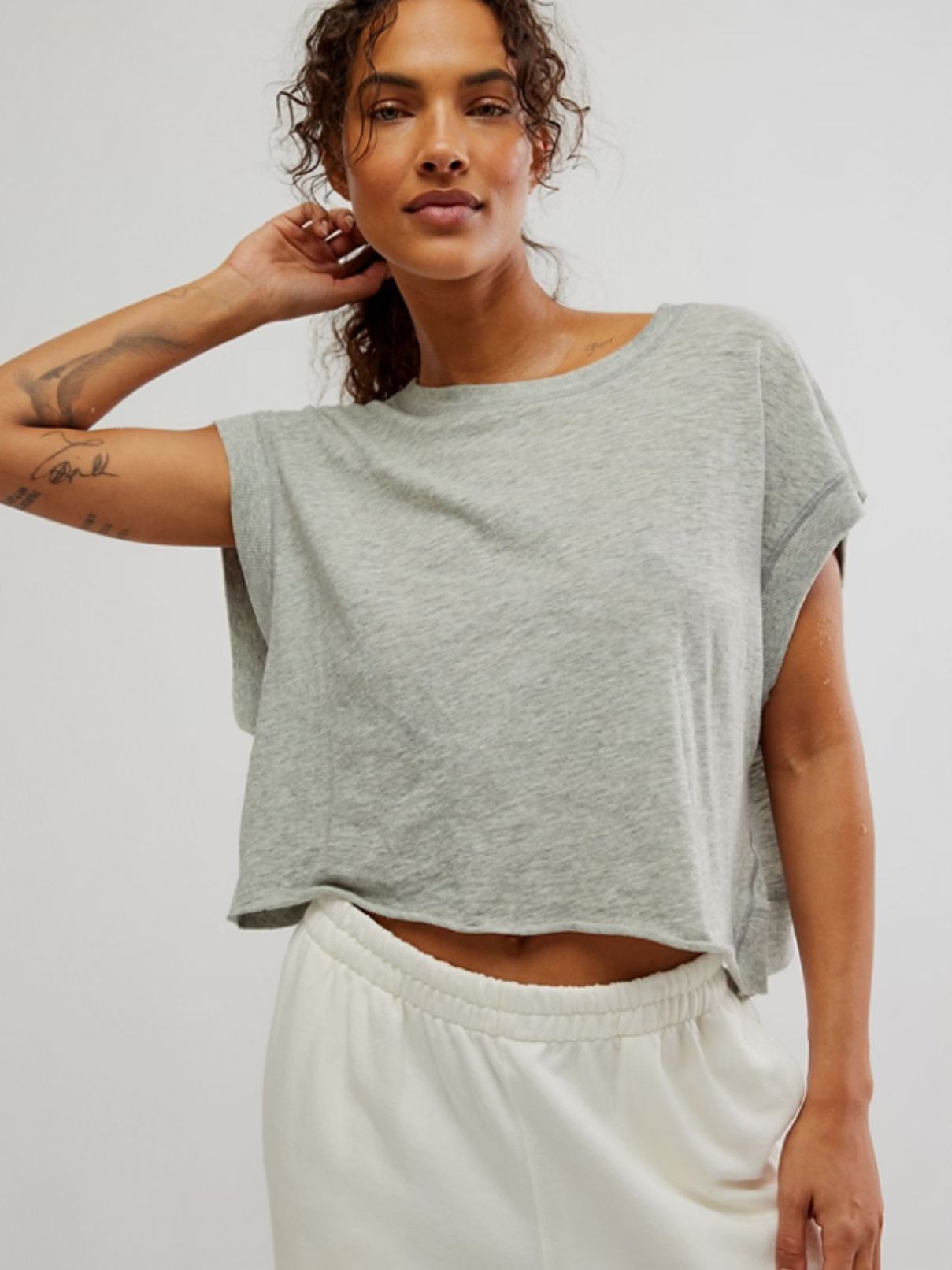 Free People My Time Tee in Heather Grey