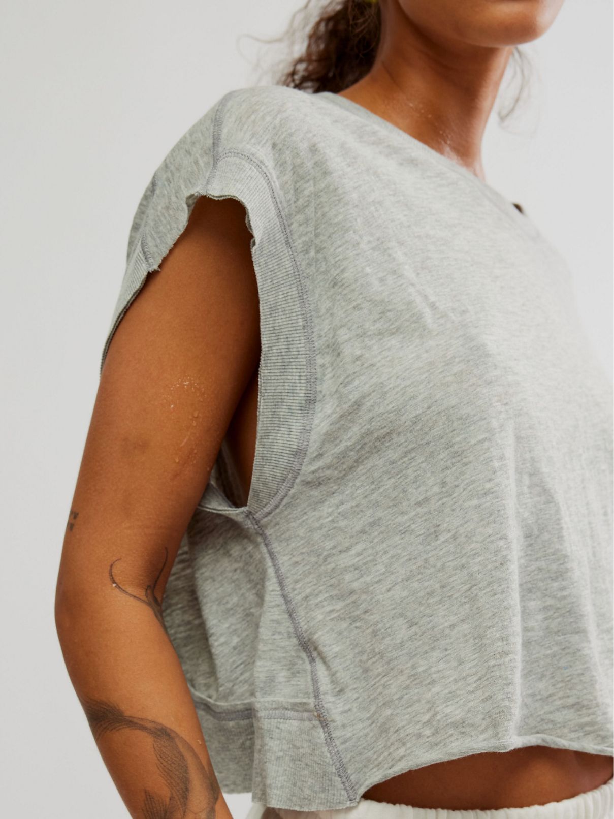 Free People My Time Tee in Heather Grey