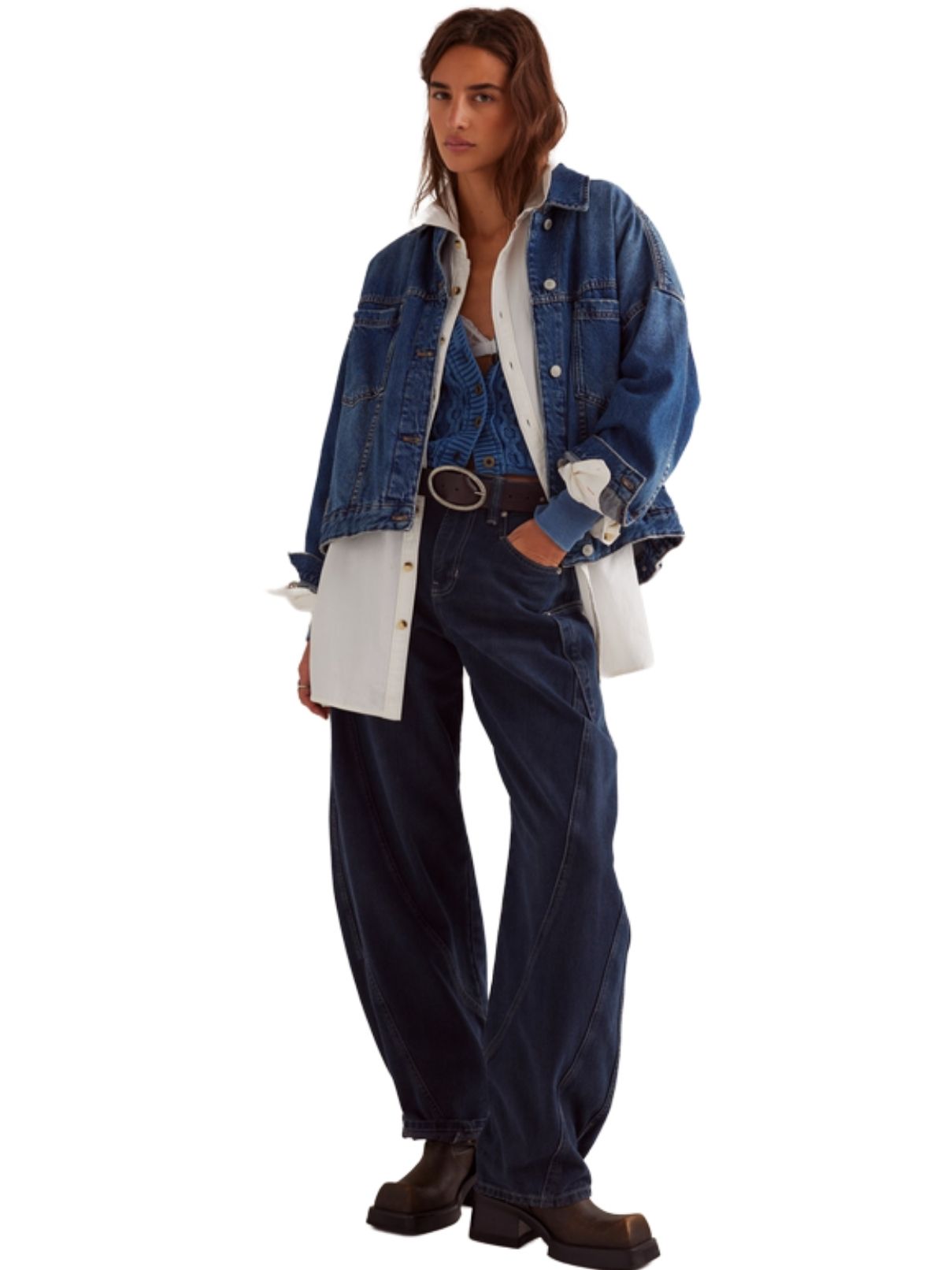Free People Opal Swing Denim Jacket in Got The Blues