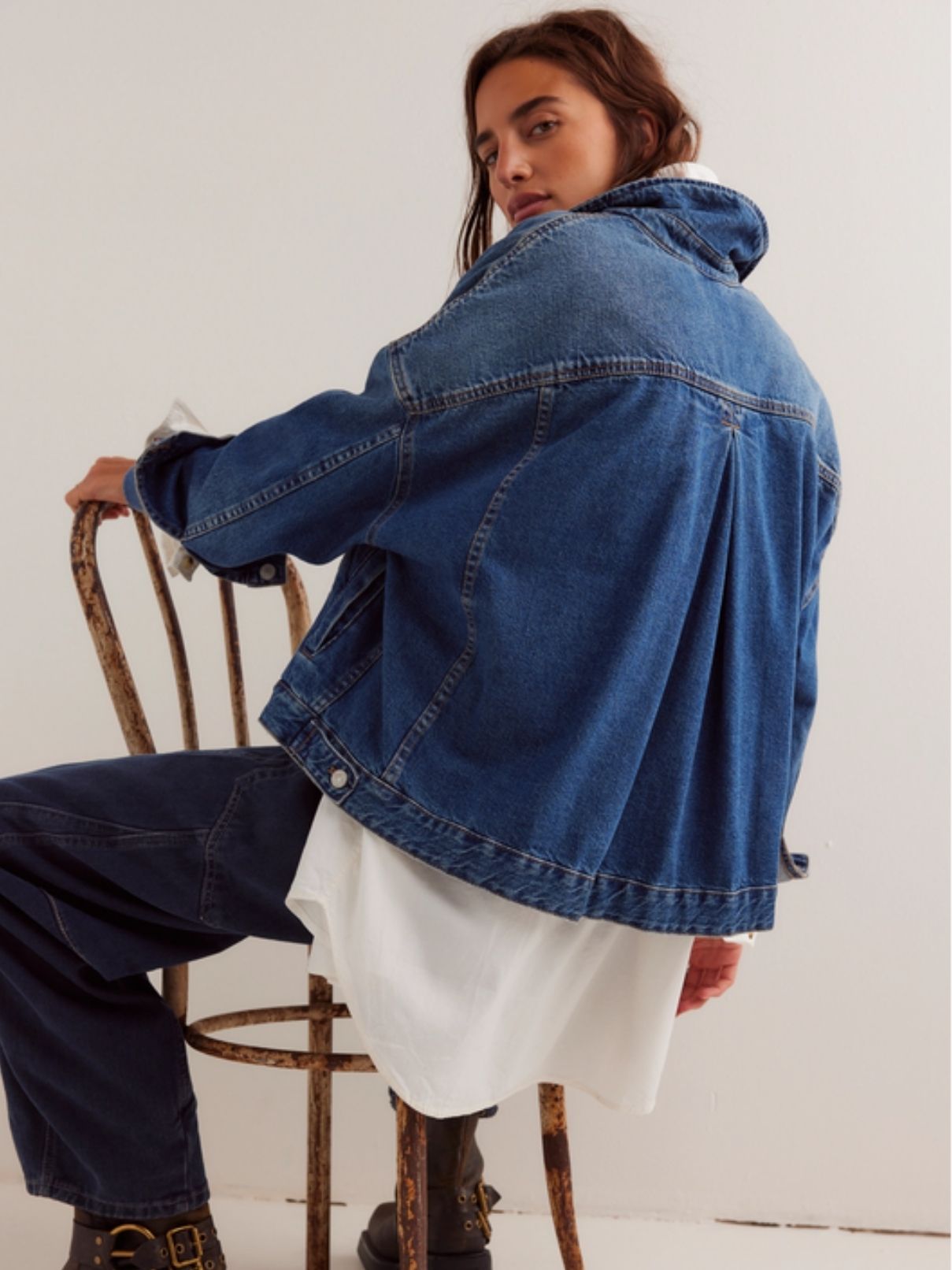 Free People Opal Swing Denim Jacket in Got The Blues