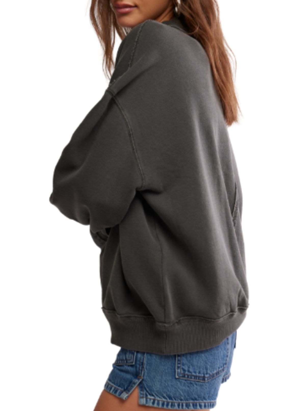 Free People Palm Springs Mock Neck in Washed Black