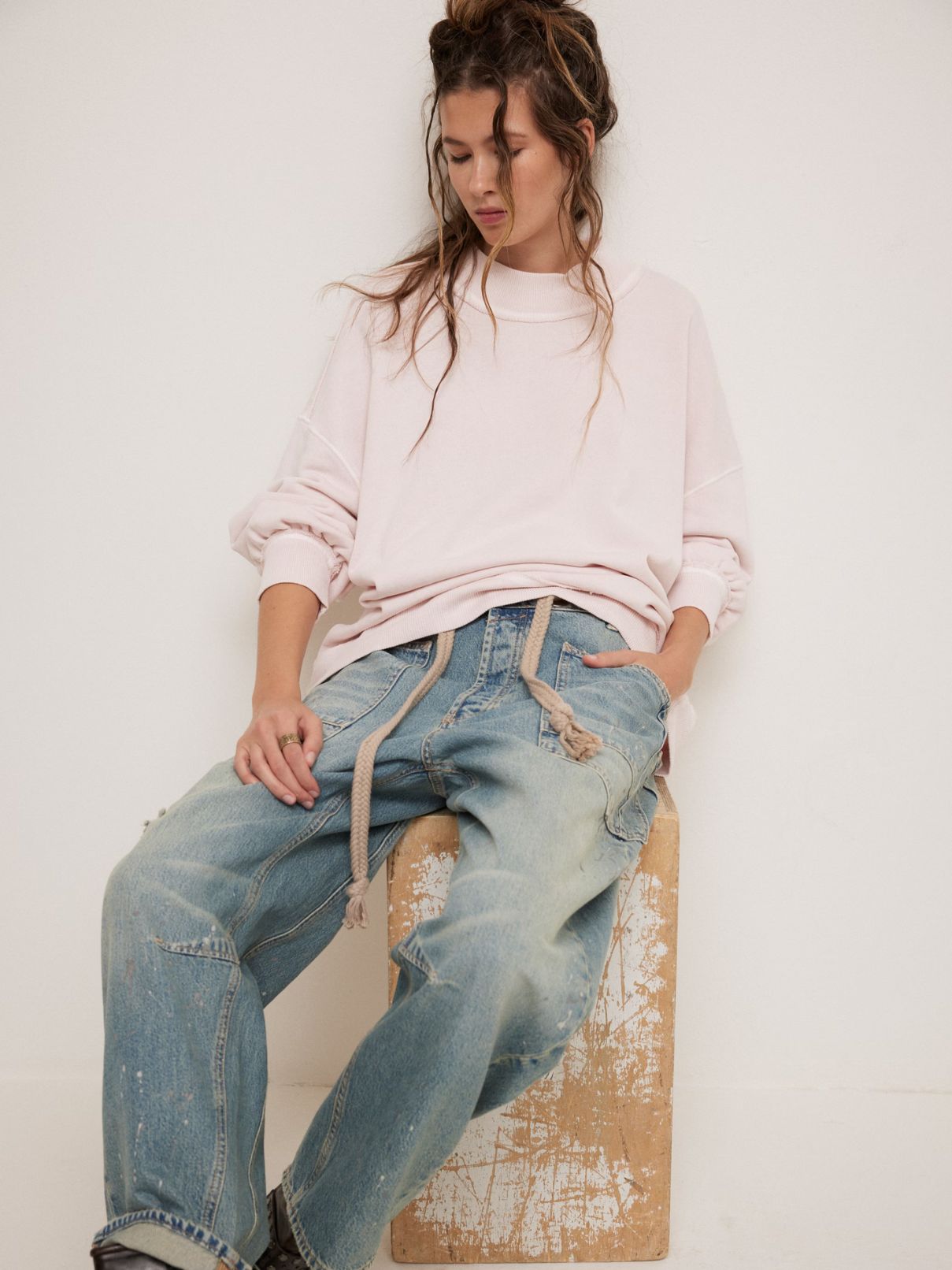 Free People Palm Springs Turtleneck in Mauve Chalk