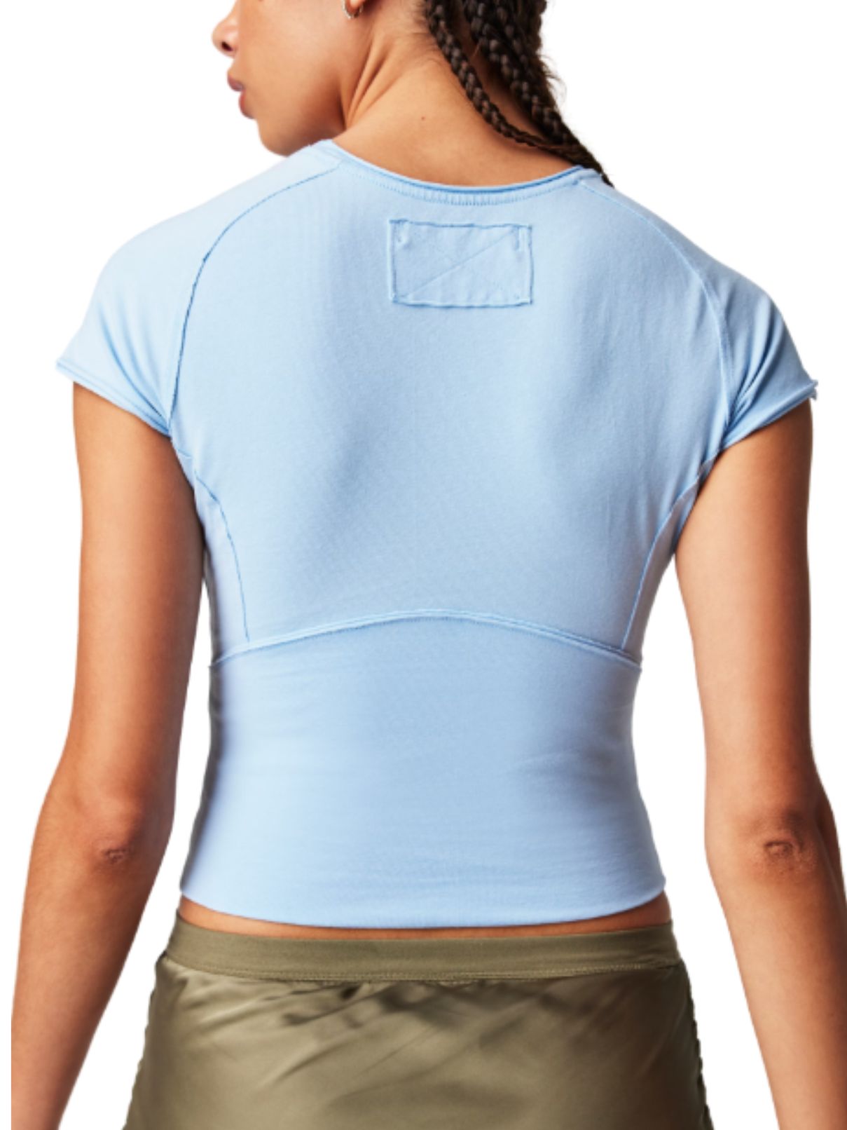 Free People Protagonist Cropped Cap Sleeve Tee in Dream Blue