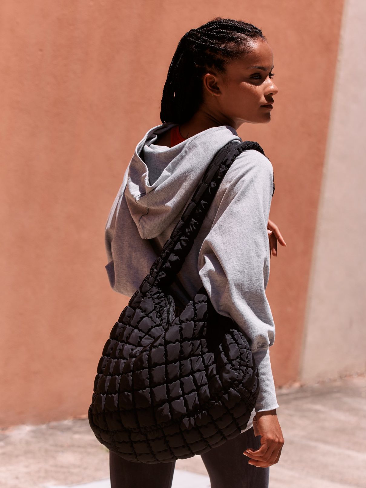 Free People Quilted Carryall Bag in Black