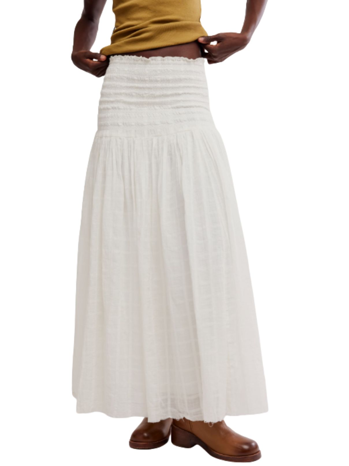 Free People Raven Convertible Maxi Skirt & Strapless Dress in Ivory