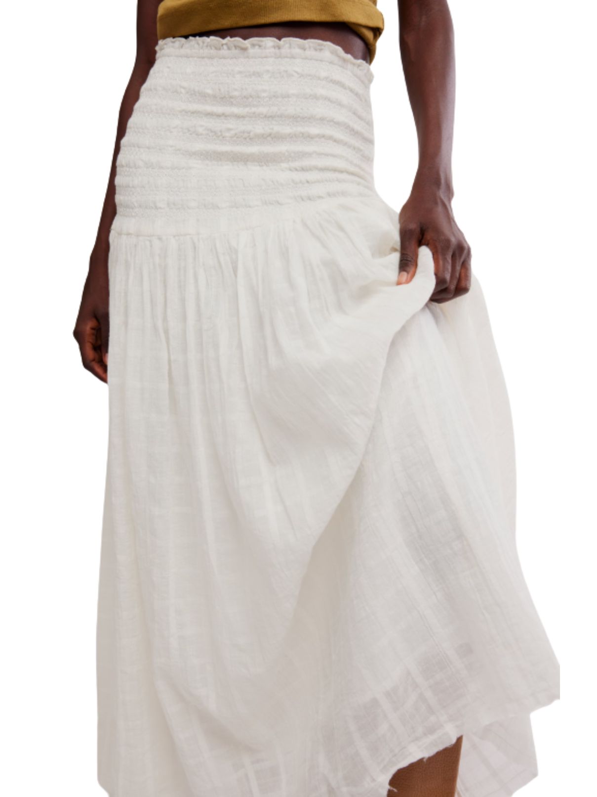 Free People Raven Convertible Maxi Skirt & Strapless Dress in Ivory
