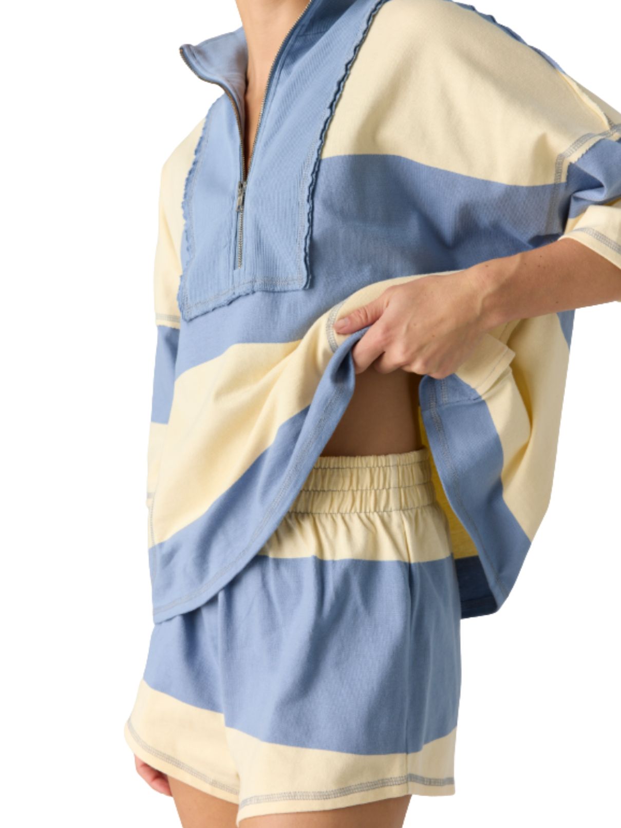 Free People Retro Rugby Set in Blue Ash + Pina Cola