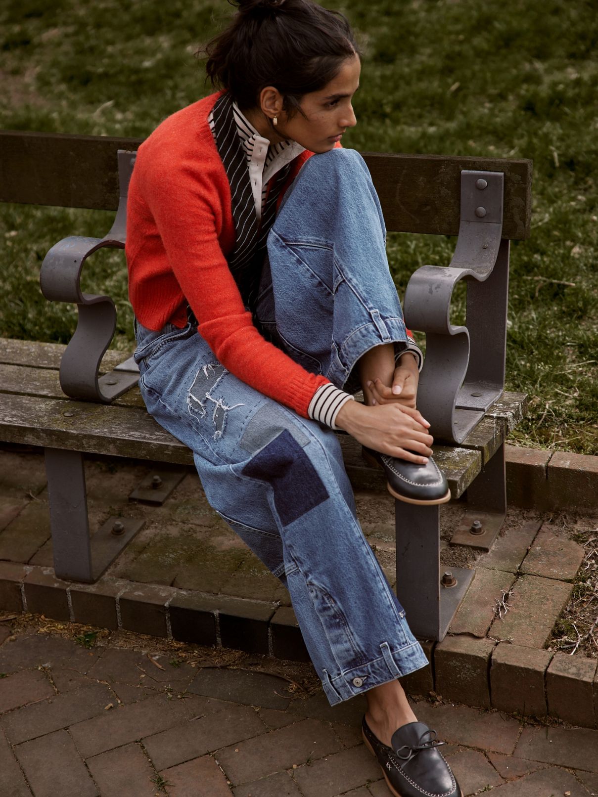 Free People School Girl Cardi in Cherry Pop Melange