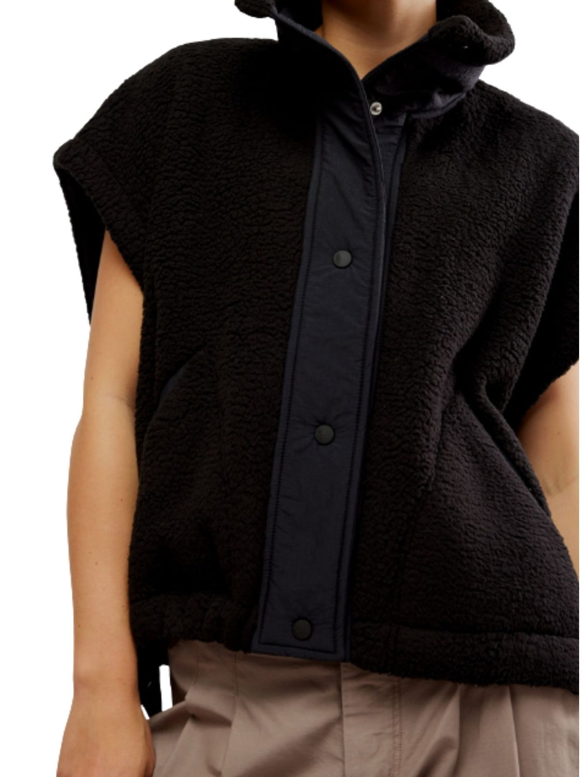 Free People Scout It Out Fleece Vest in Black