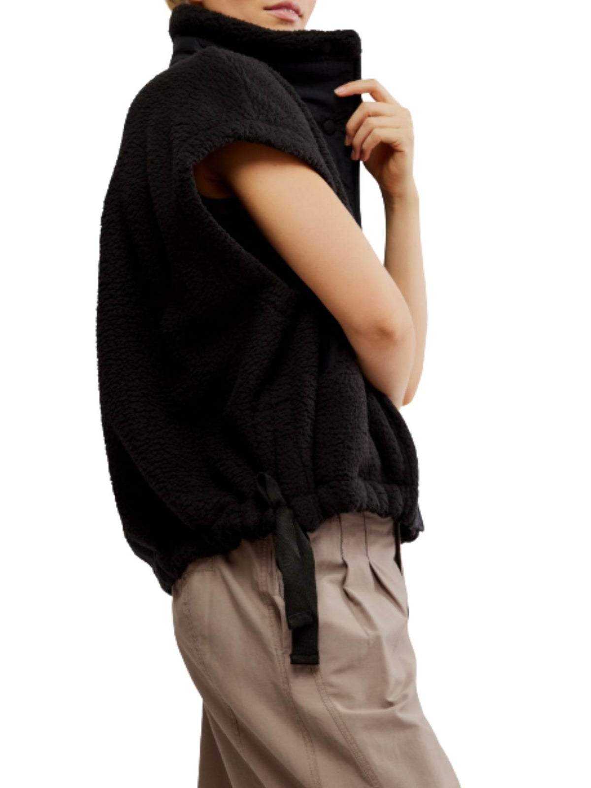 Free People Scout It Out Fleece Vest in Black