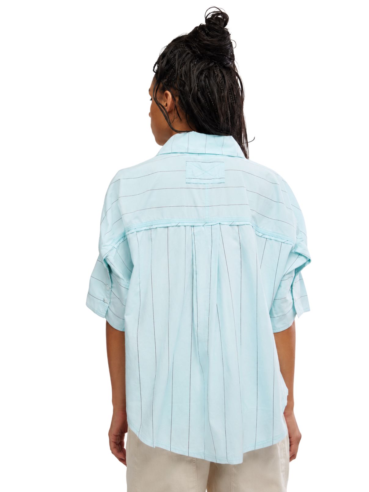 Free People Seaside Cotton Stripe Shirt in Sky