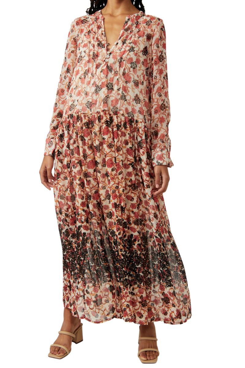Free People See It Through Dress in Tea Combo
