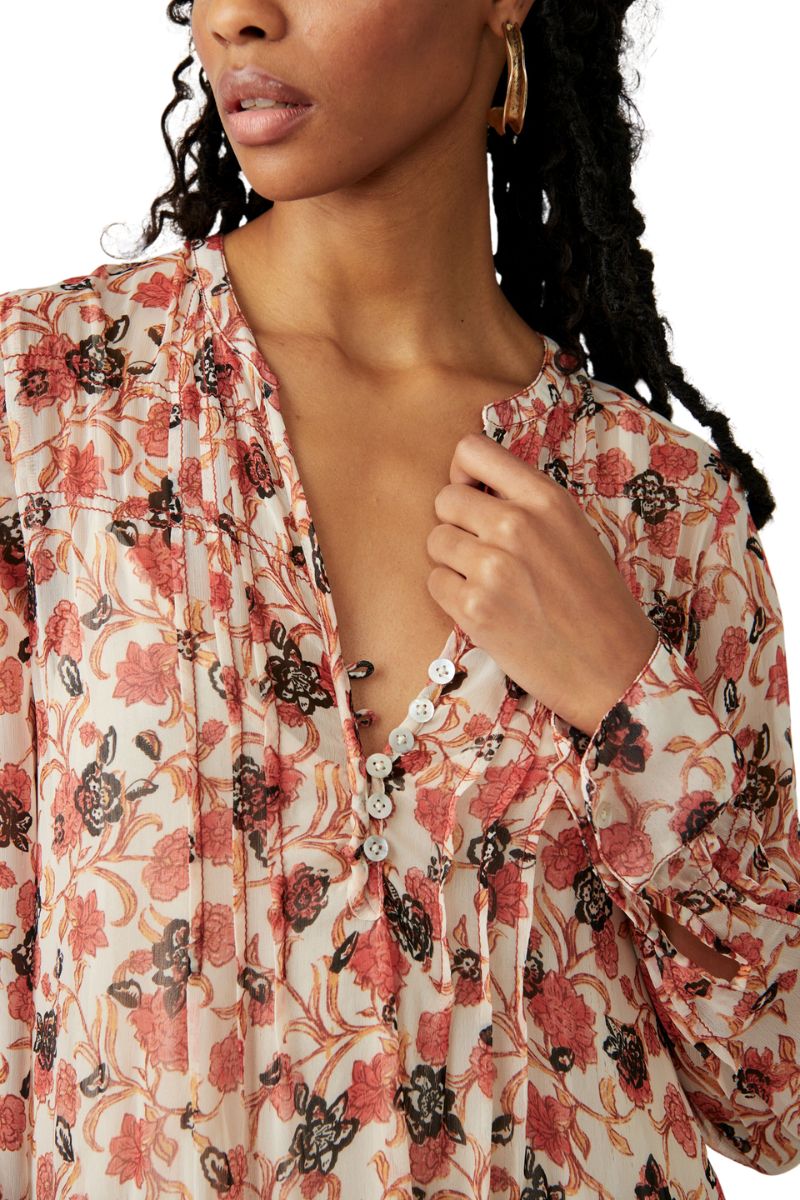 Free People See It Through Dress in Tea Combo