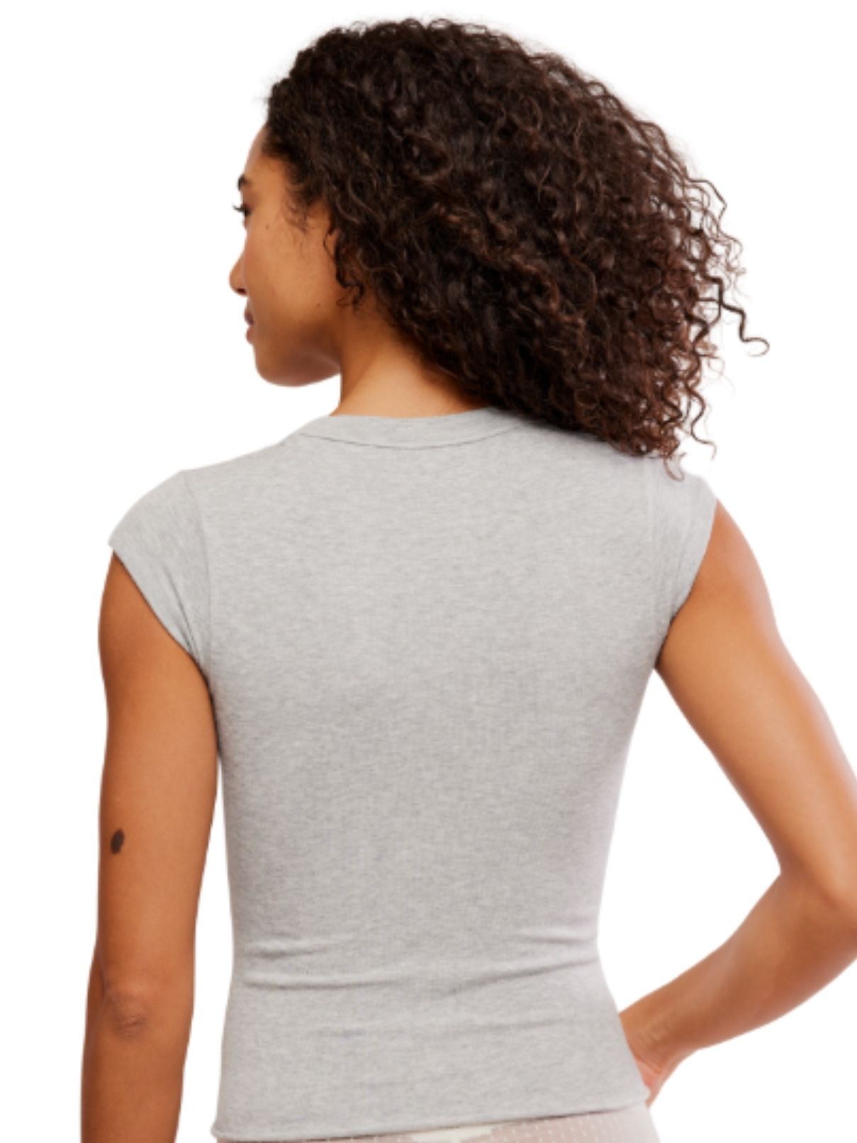Free People So Soft Seamless Modal Baby Tee – Medium Heather Grey