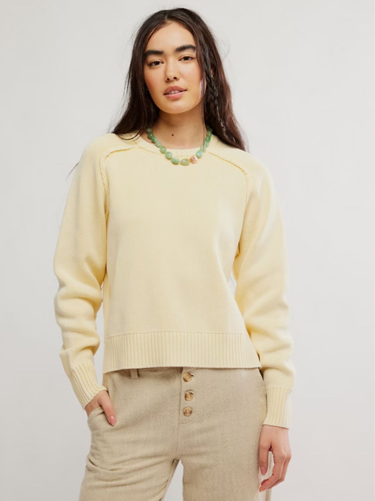 Free People Spring St Pullover in Banana Cream