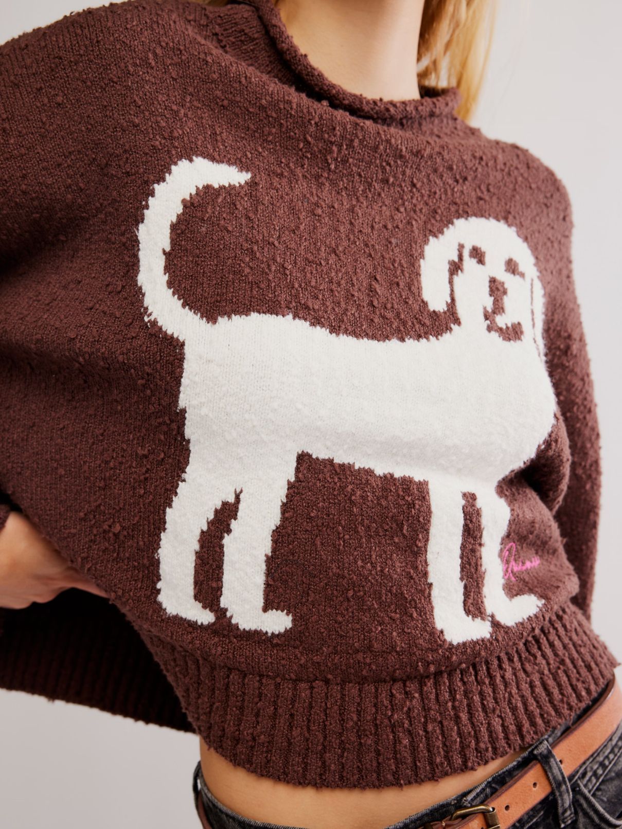 Free People Story Book Sweater in Chocolate