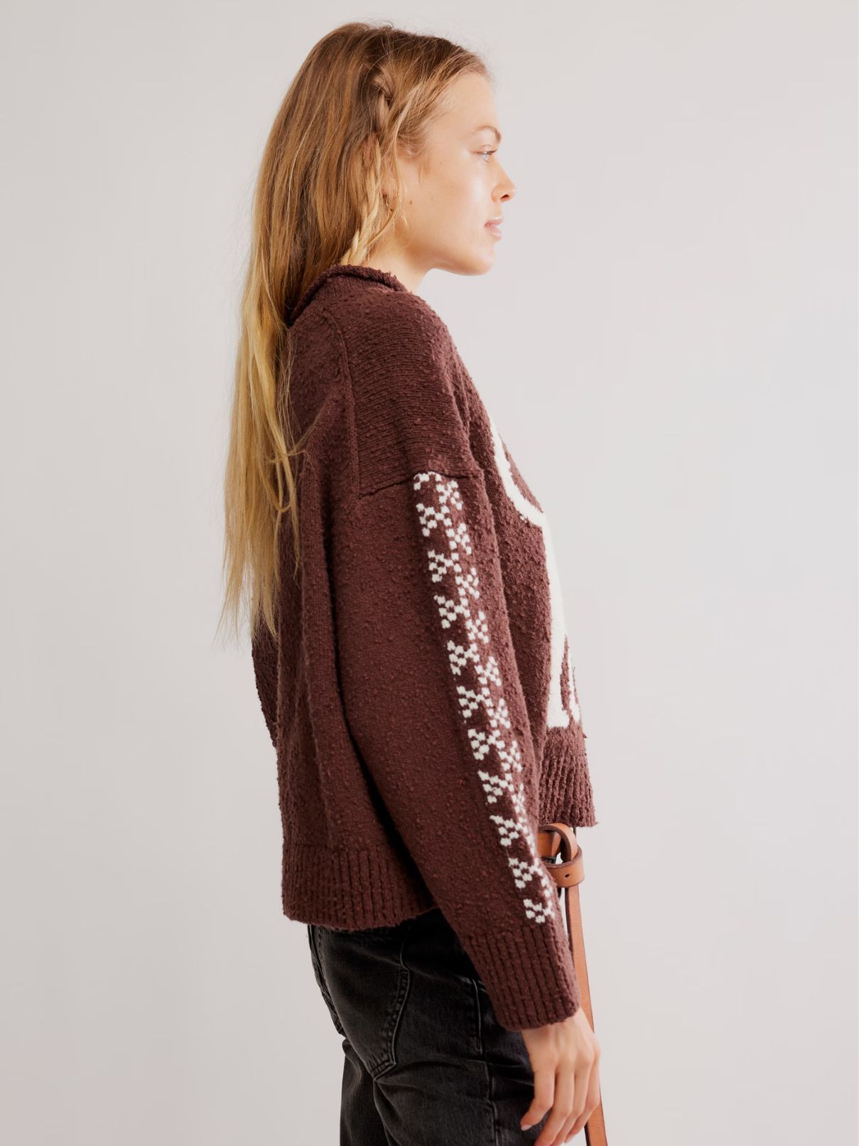 Free People Story Book Sweater in Chocolate
