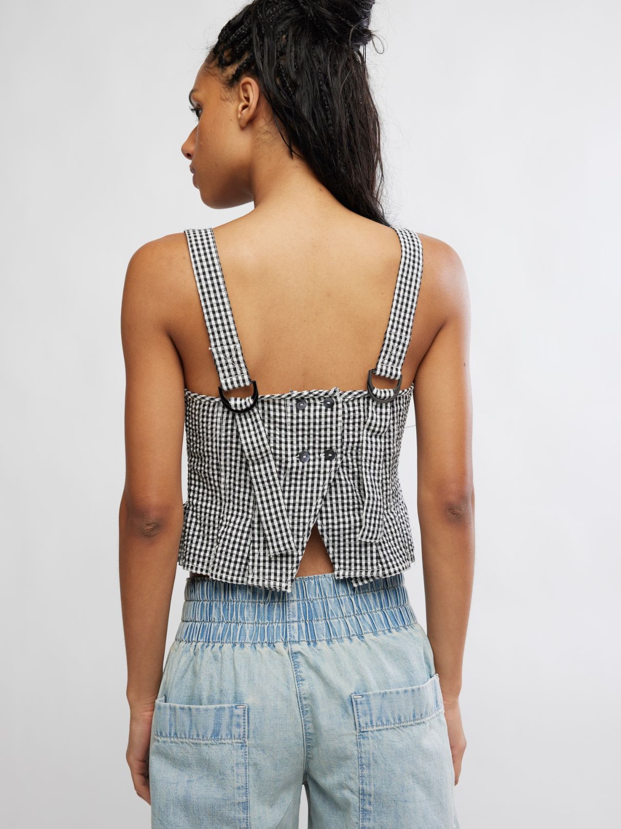 Free People Sunfaded Top in Black/White
