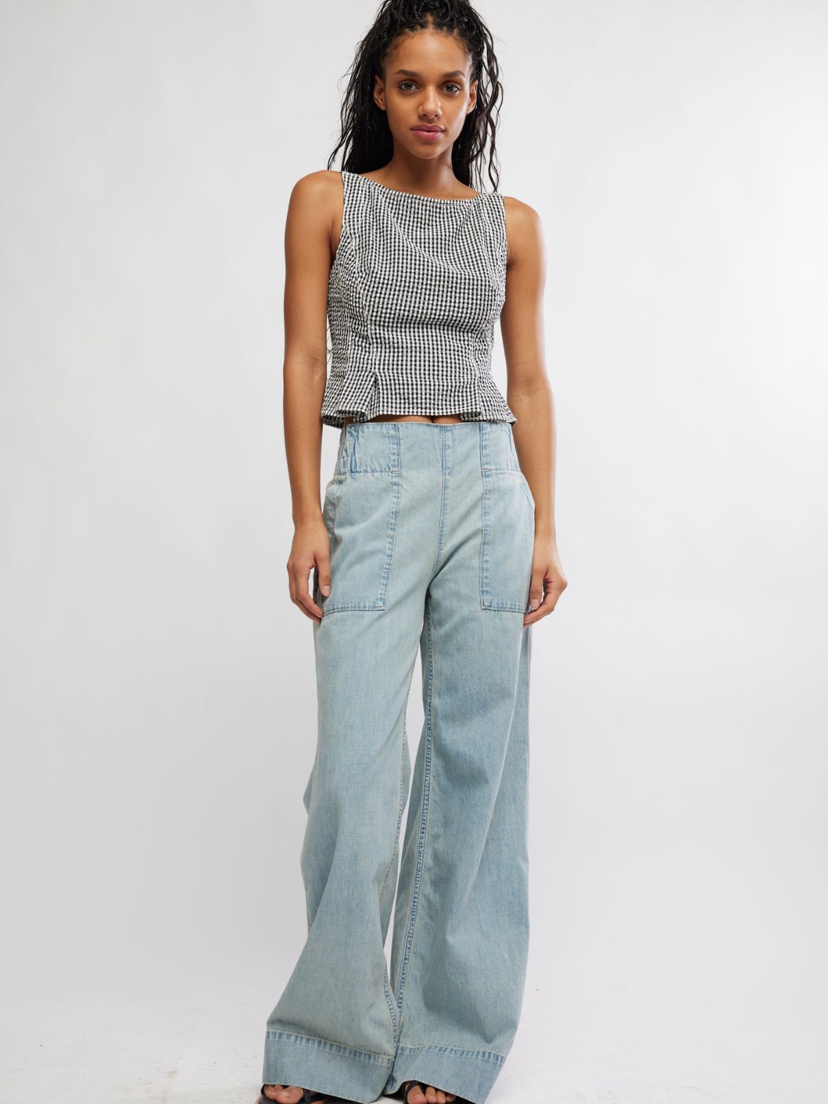 Free People Sunfaded Top in Black/White