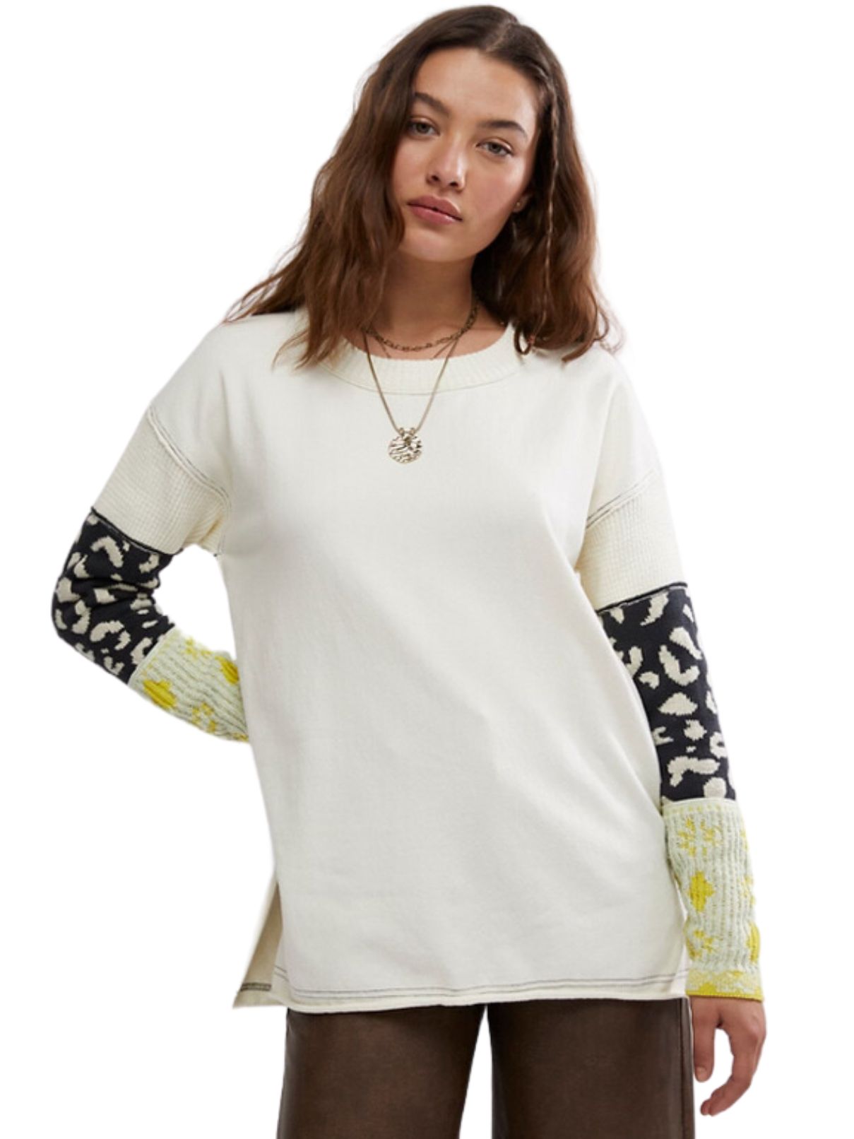 Free People Tiger Cuff Sweatshirt in Tea