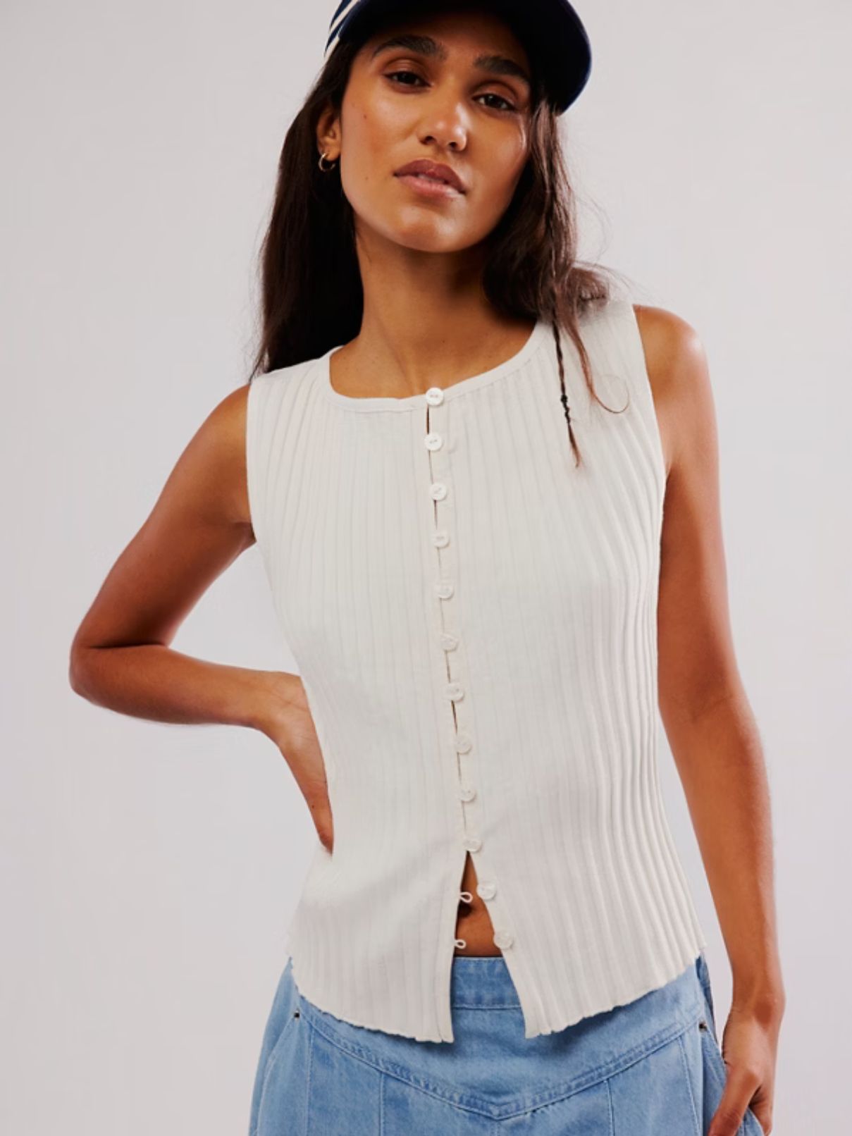 Free People Tilly Vest in Ivory
