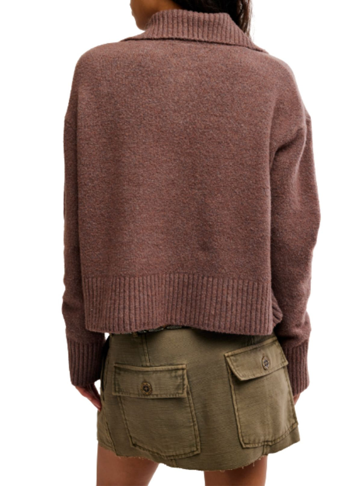 Free People Trading Up Polo Sweater in Enchanted Oak Melange