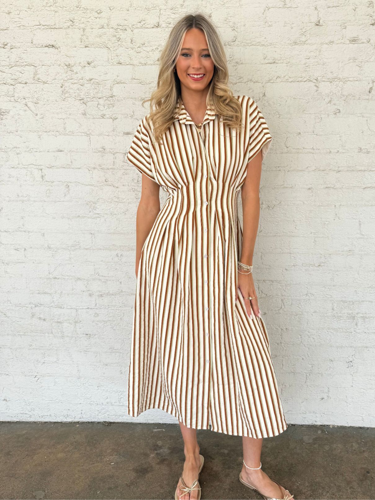 THML Stripe Button Up Maxi