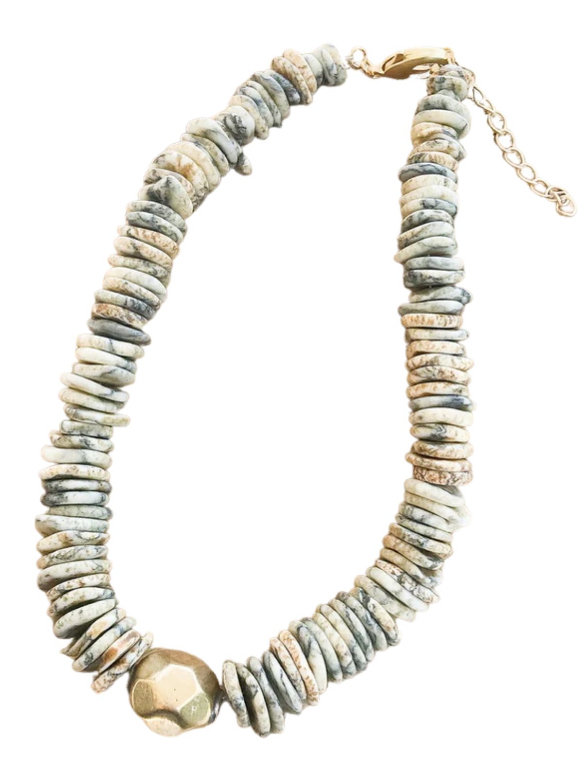 Gemstone Heishi Disc Necklace in Earth