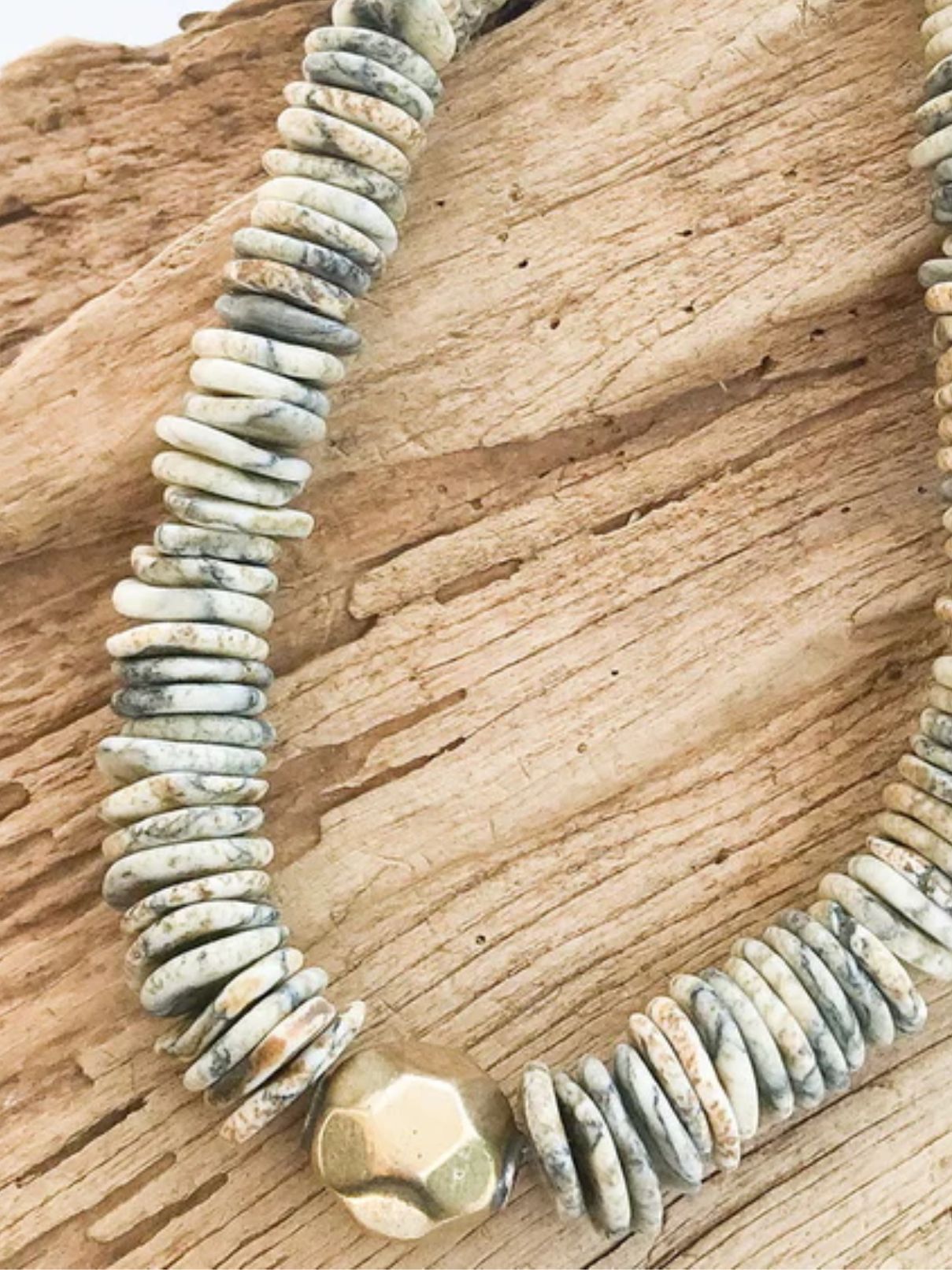 Gemstone Heishi Disc Necklace in Earth