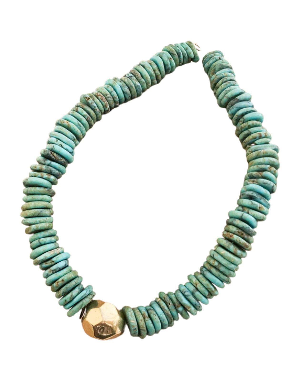 Gemstone Heishi Disc Necklace in Turquoise