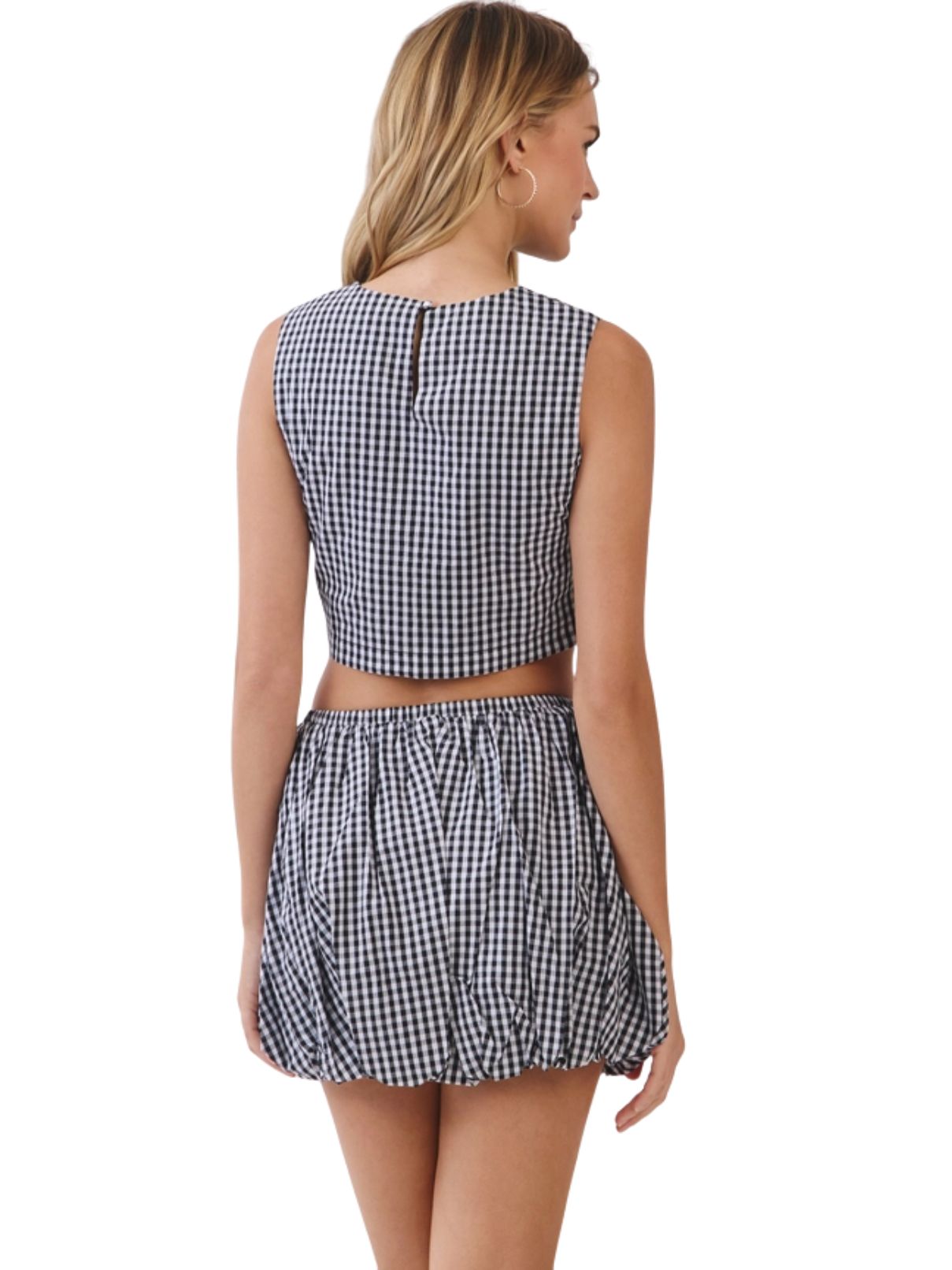 Gingham Sleeveless Mini Bubble Set