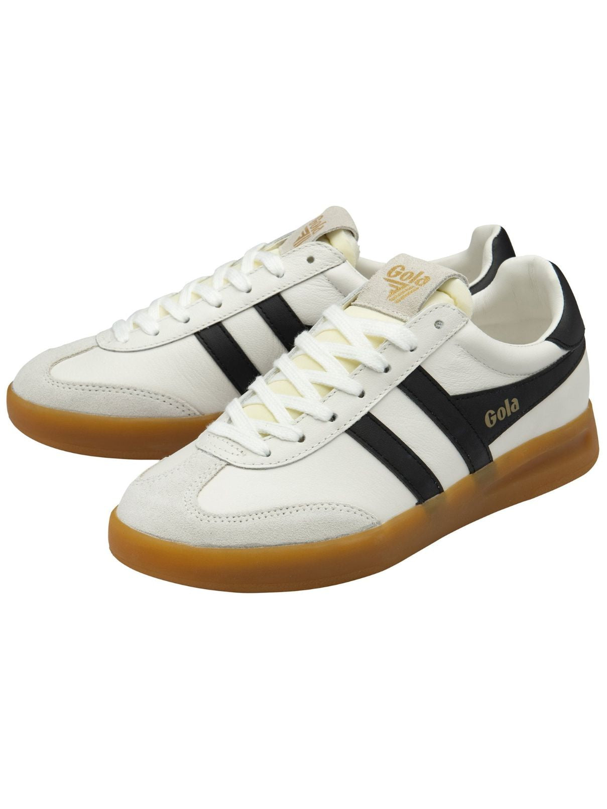 Gola Cyclone Leather Sneaker in White/Black/Gum