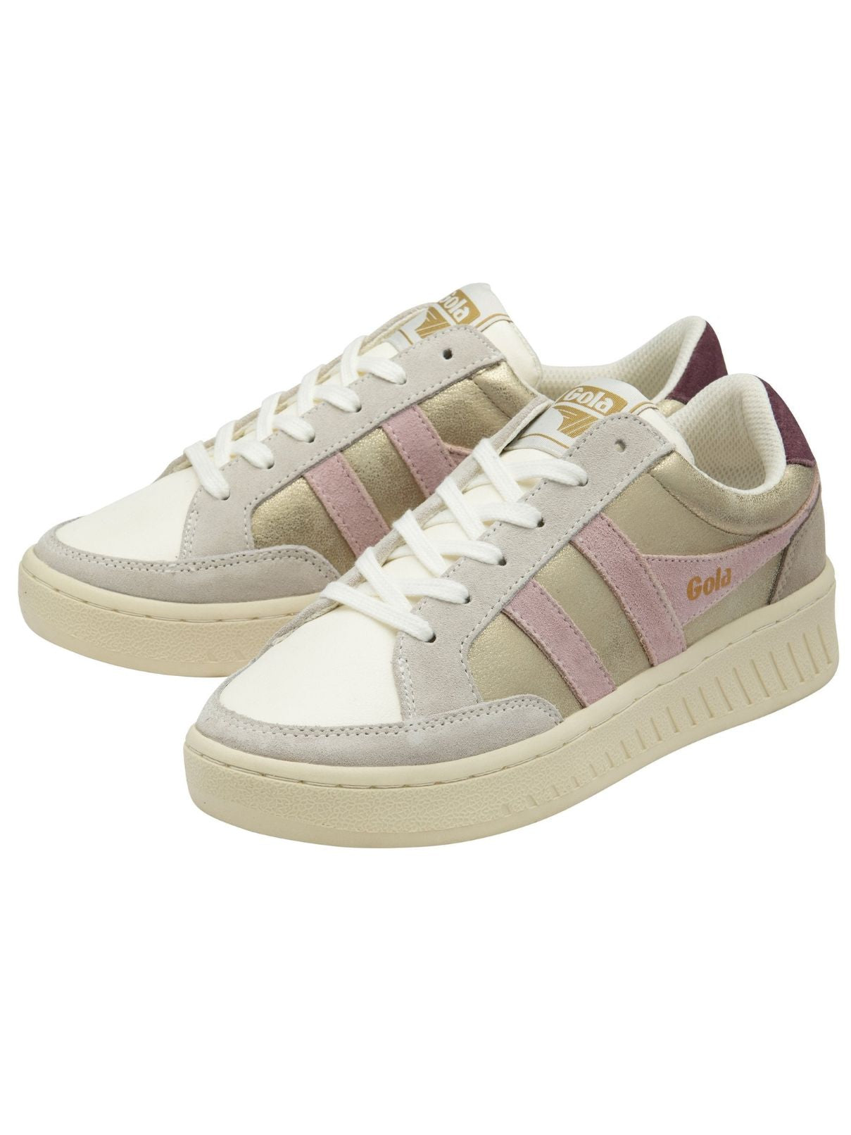 Gola Superslam Blaze Sneakers in Gold/Chalk Pink/Winsor Wine