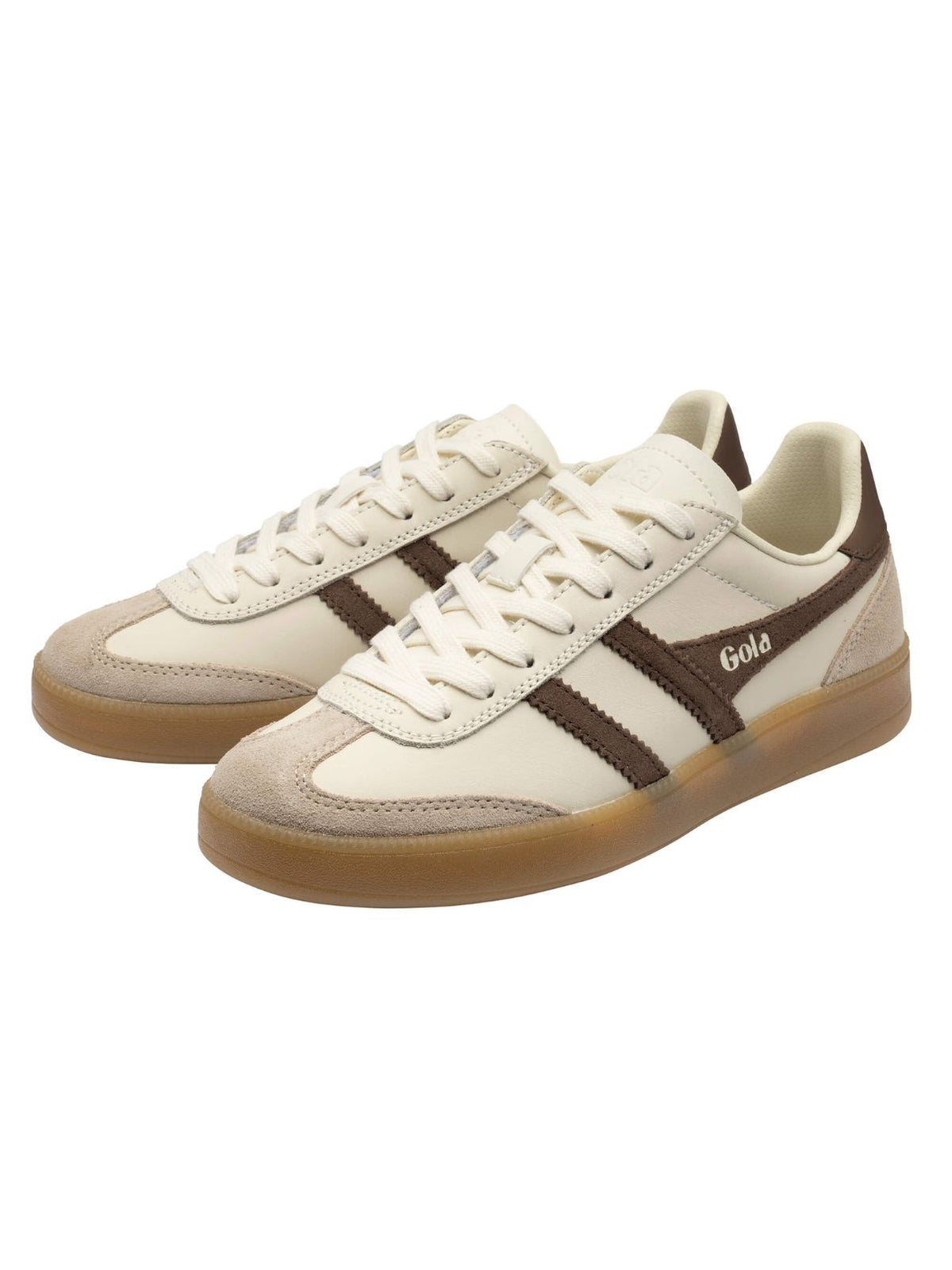 Gola Viper Leather Retro Sneakers in Off White/Bone/Otter/Gum