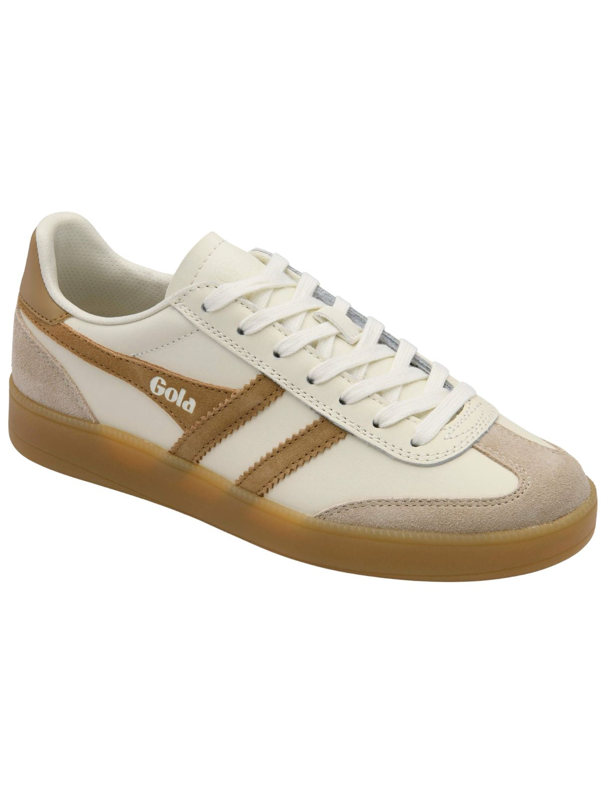 Gola Viper Leather Sneakers in Off White/Bone/Light Caramel/Gum