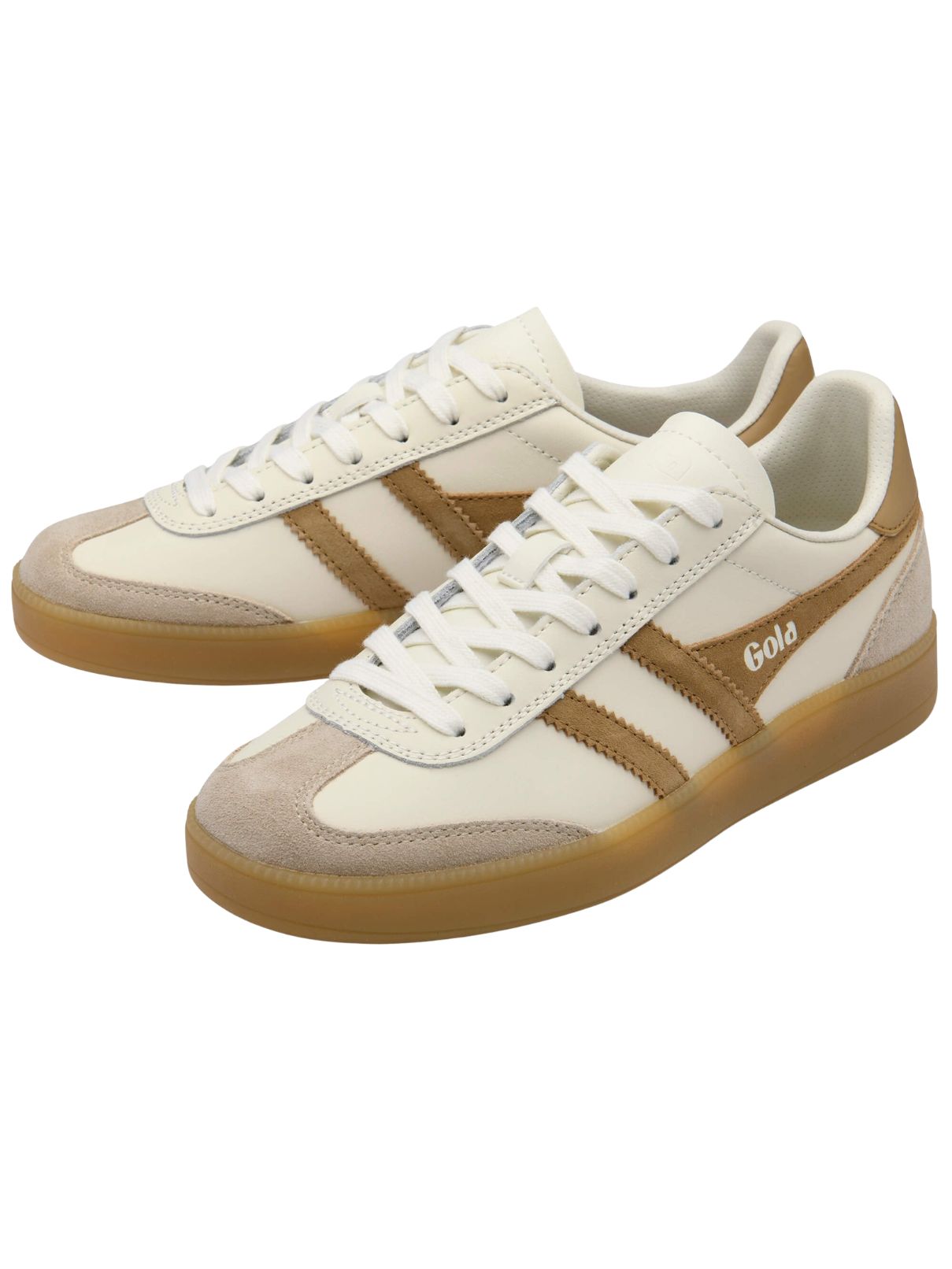 Gola Viper Leather Sneakers in Off White/Bone/Light Caramel/Gum
