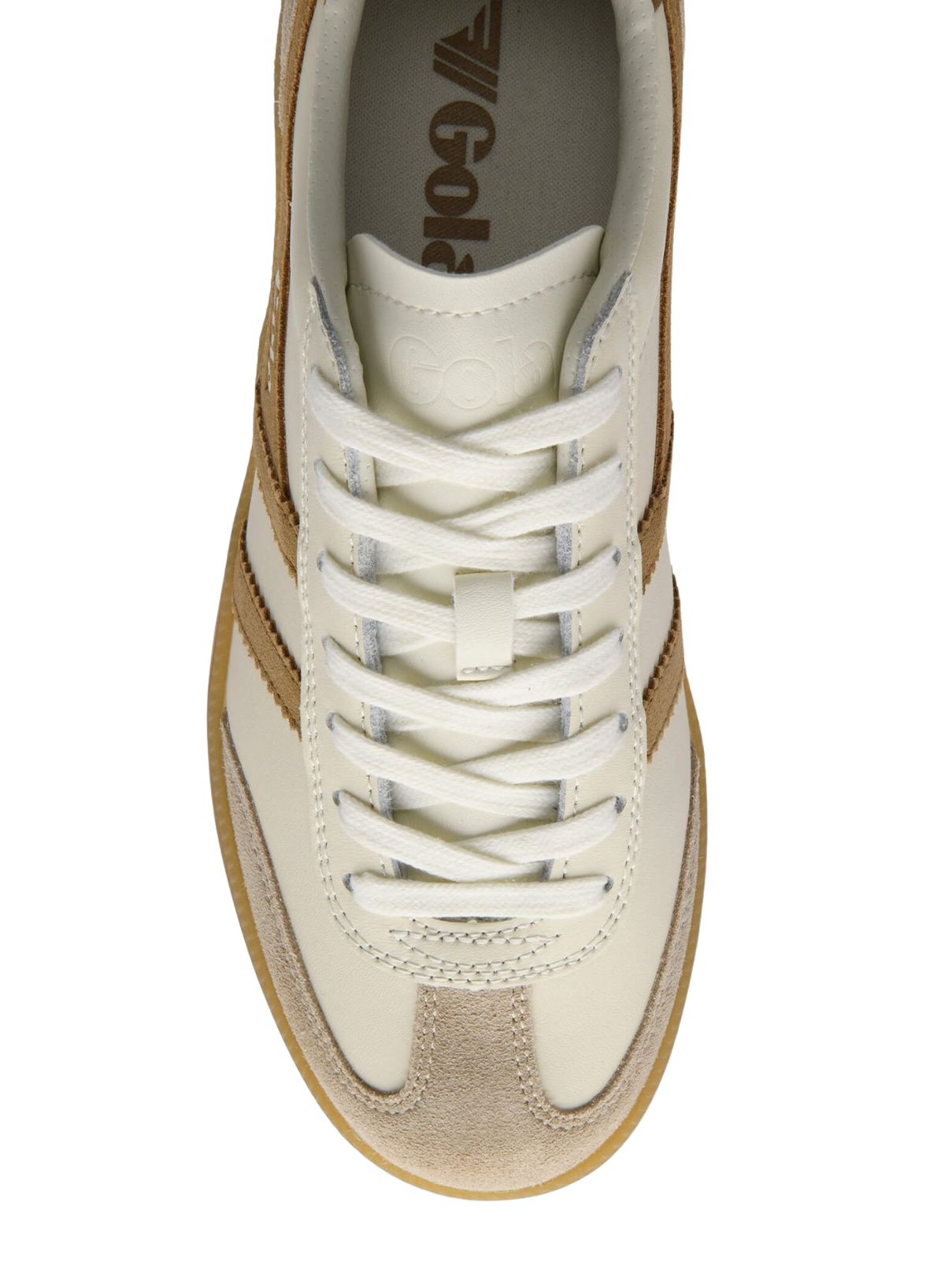 Gola Viper Leather Sneakers in Off White/Bone/Light Caramel/Gum