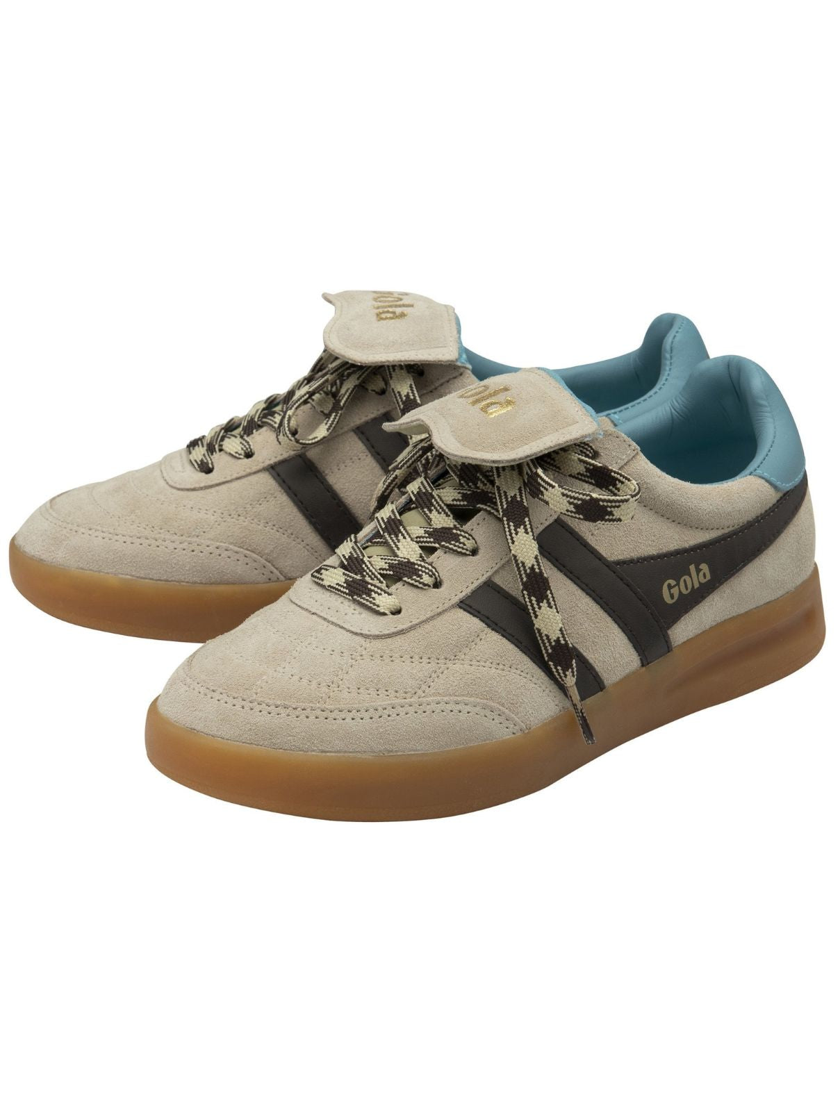 Gola Viper Leather Sneakers in White/Cameo/Dk Brown/Gum