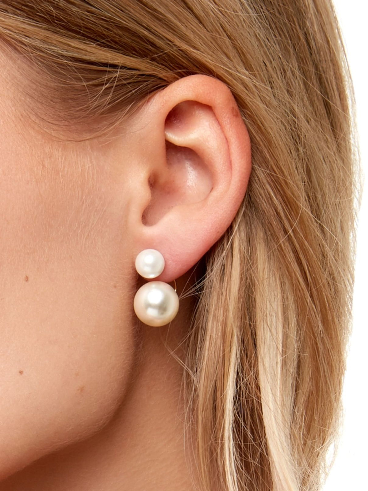 Gold Pearl Ear Jacket Earrings