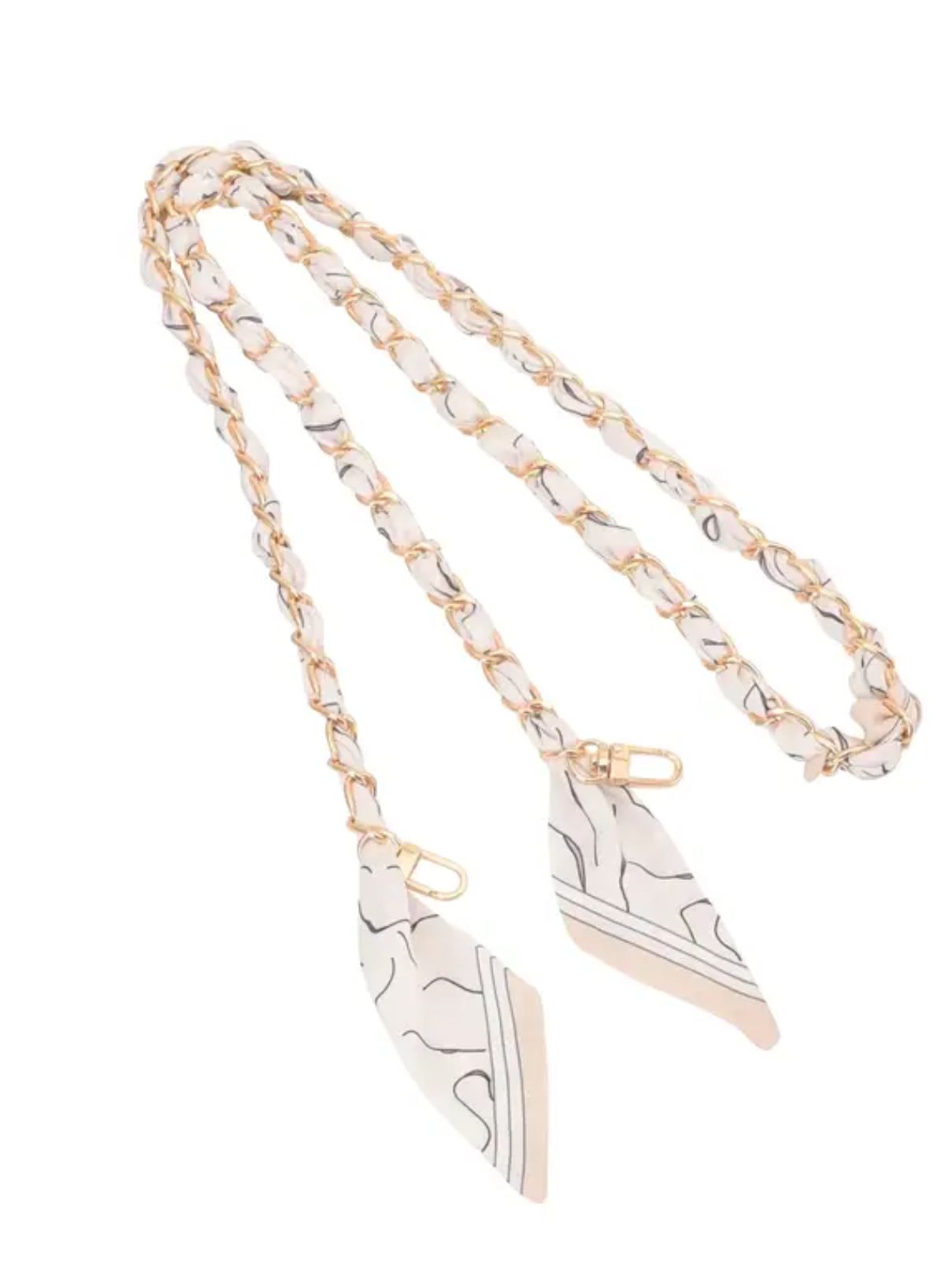 Gold Purse Strap with Scarf Cream - Long