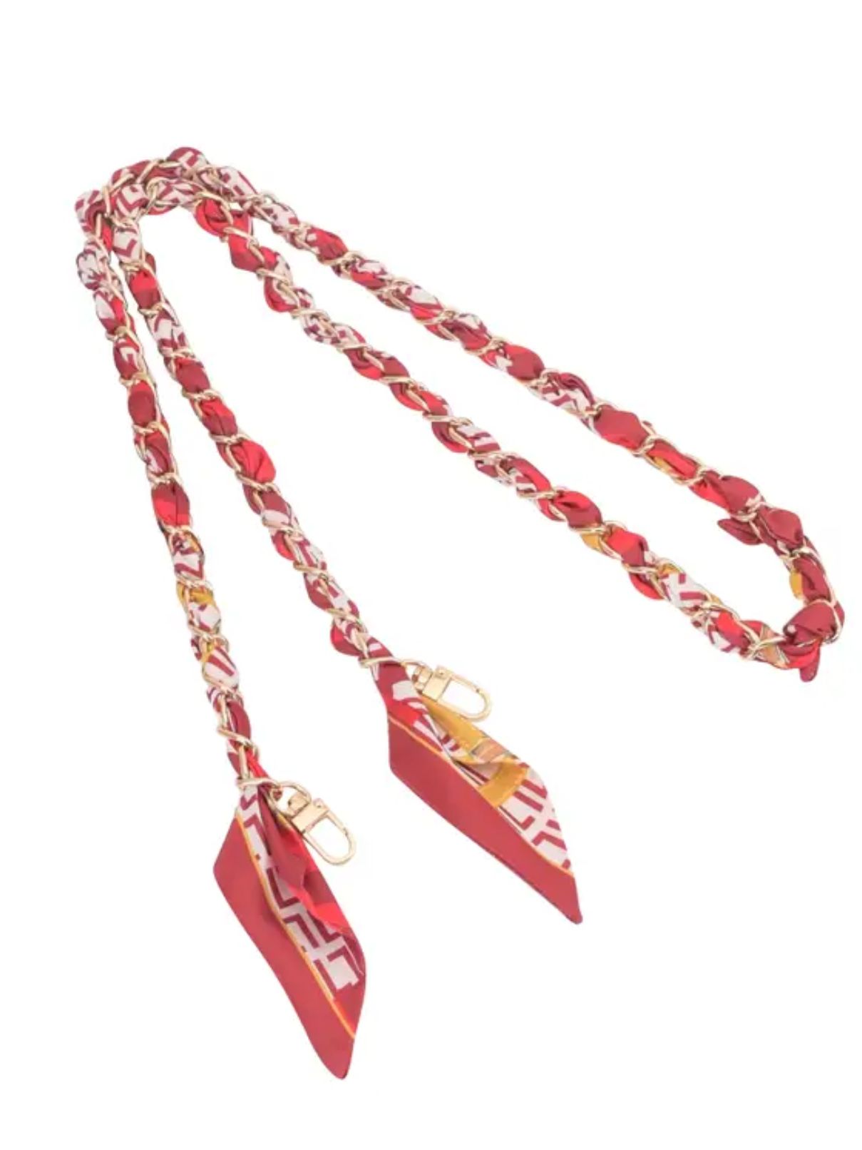 Gold Purse Strap with Scarf Red - Long