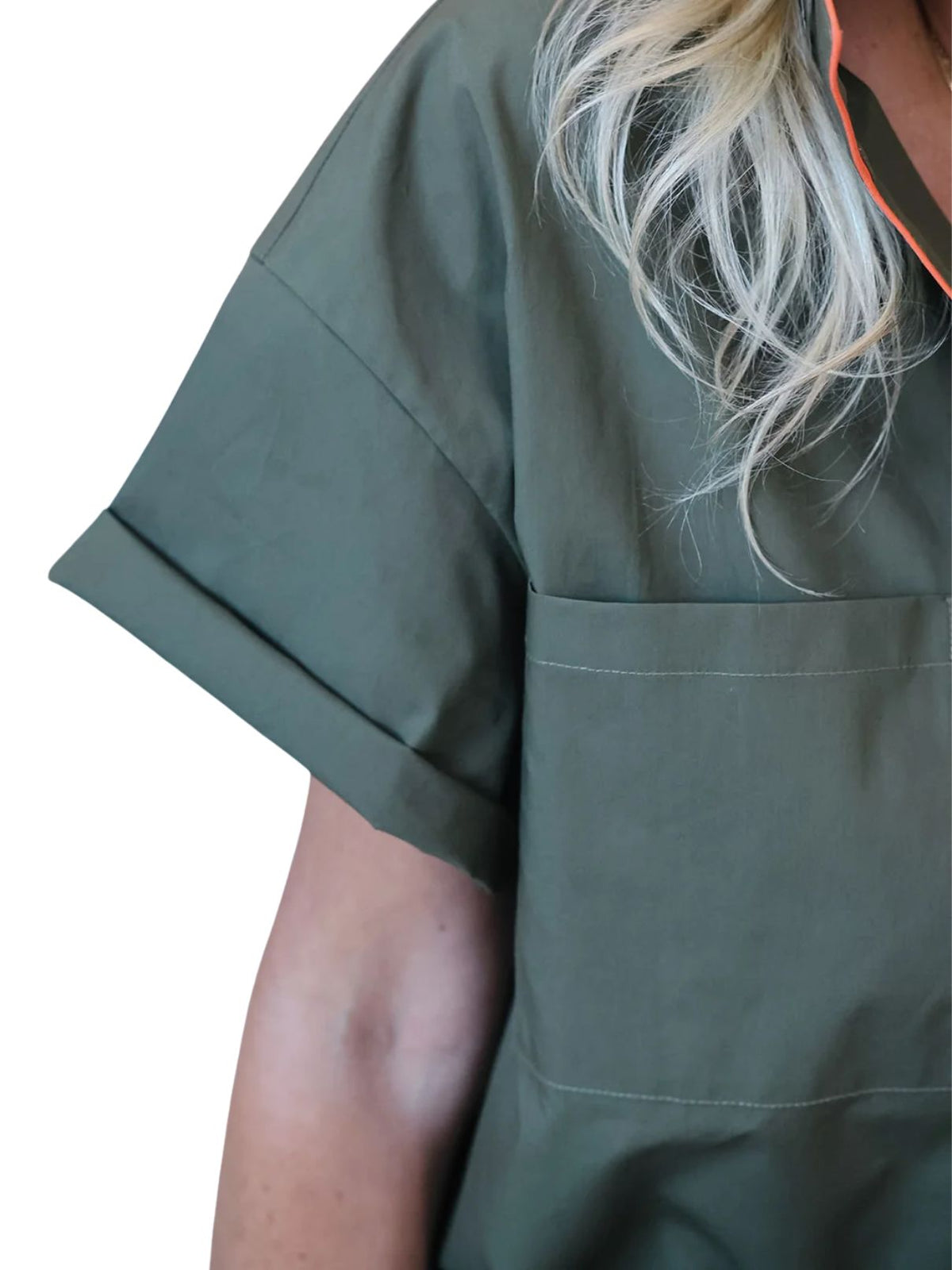 Heidi Houston Piper Short Sleeve Cotton Top in Hunter Green
