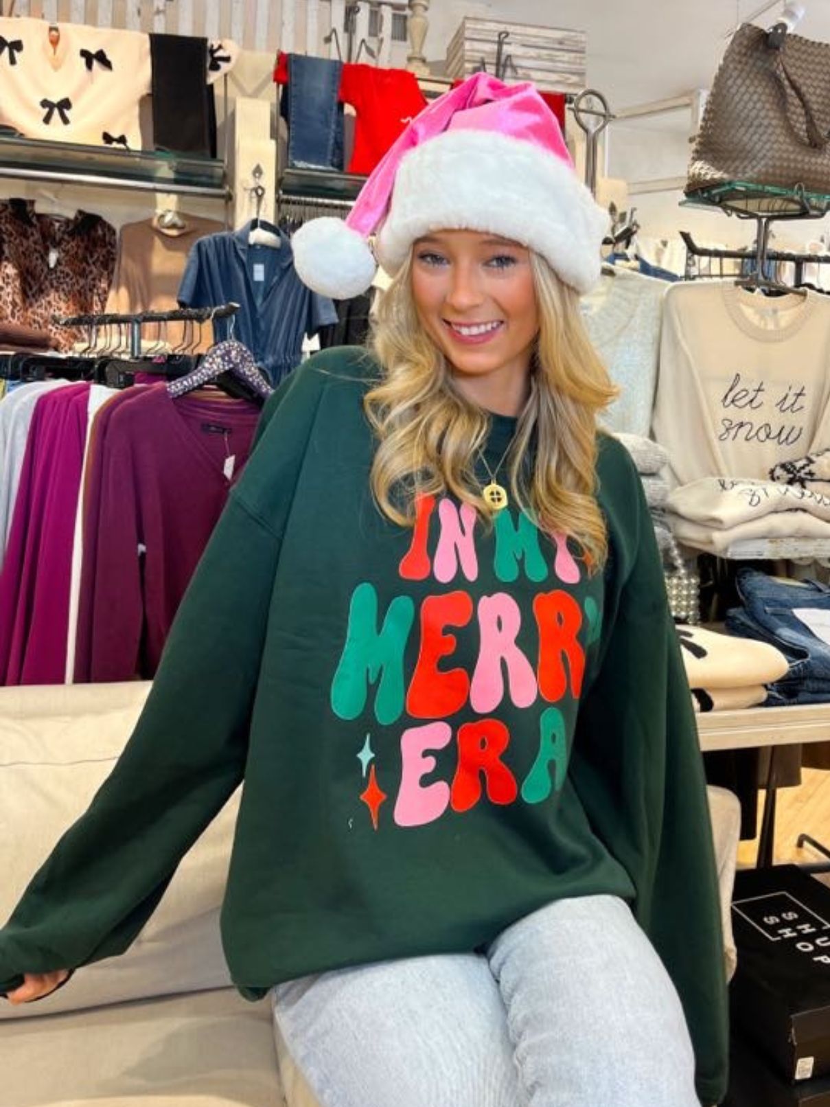 In My Merry Era Sweatshirt in Forest