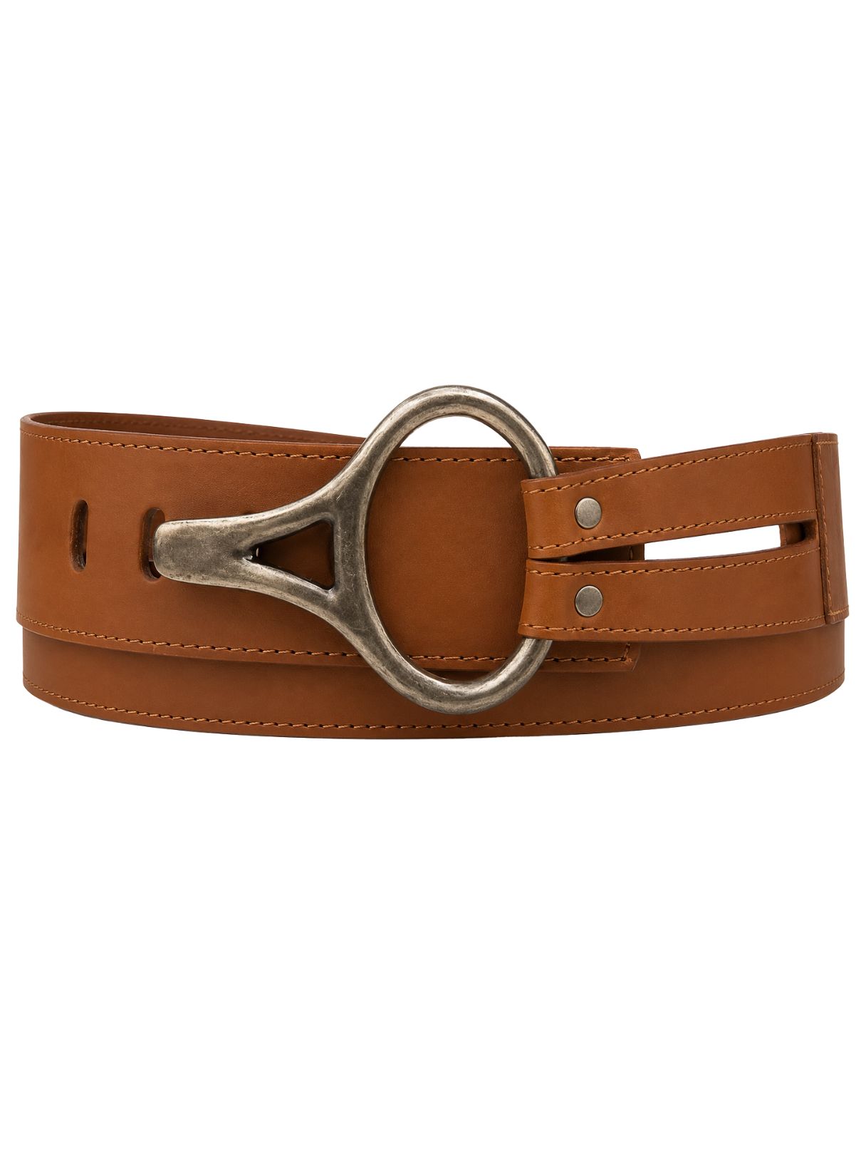 Italian Leather Sculptural Buckle Belt – Camel